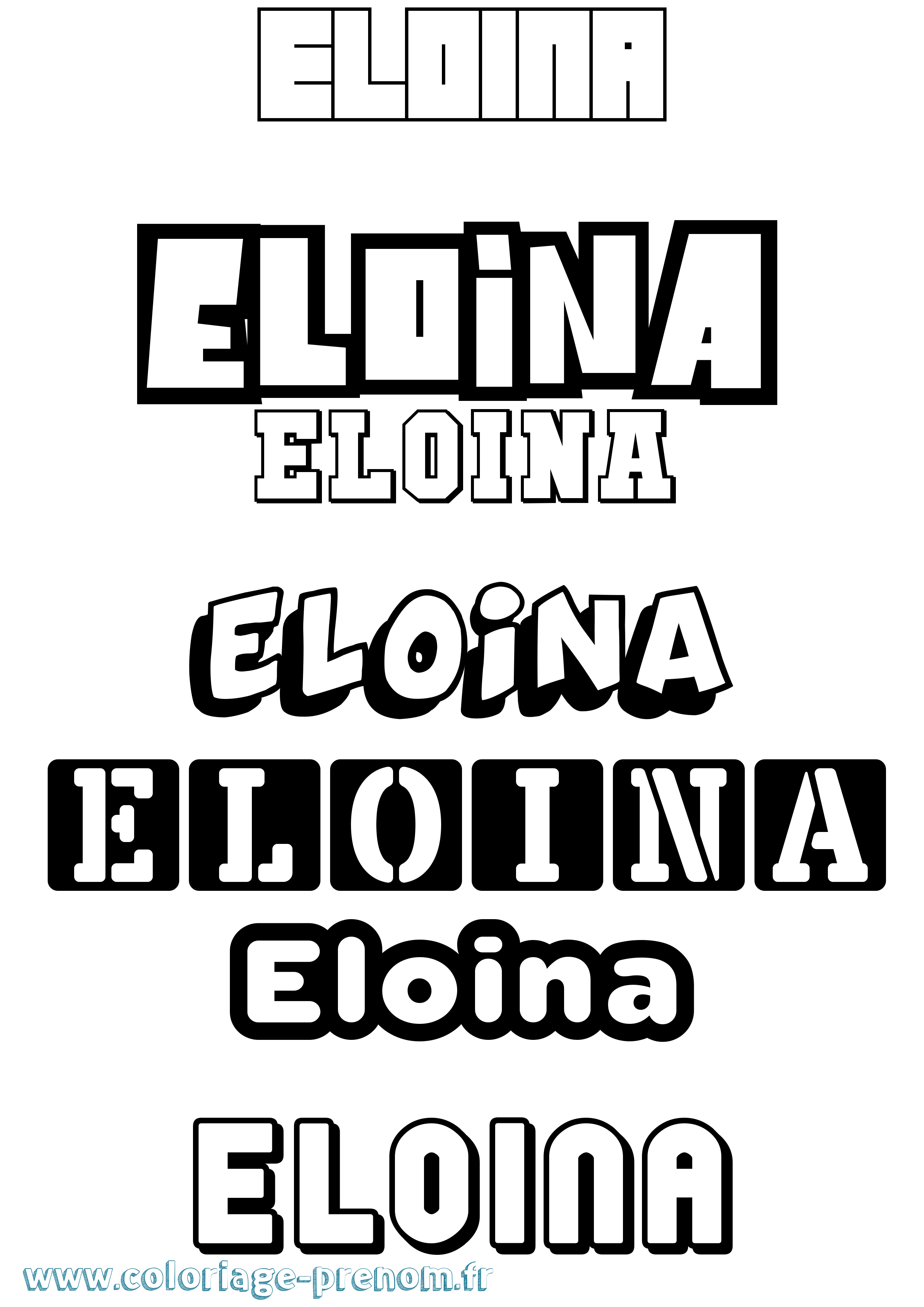 Coloriage Eloina Simple Coloriage prénom Eloina Simple