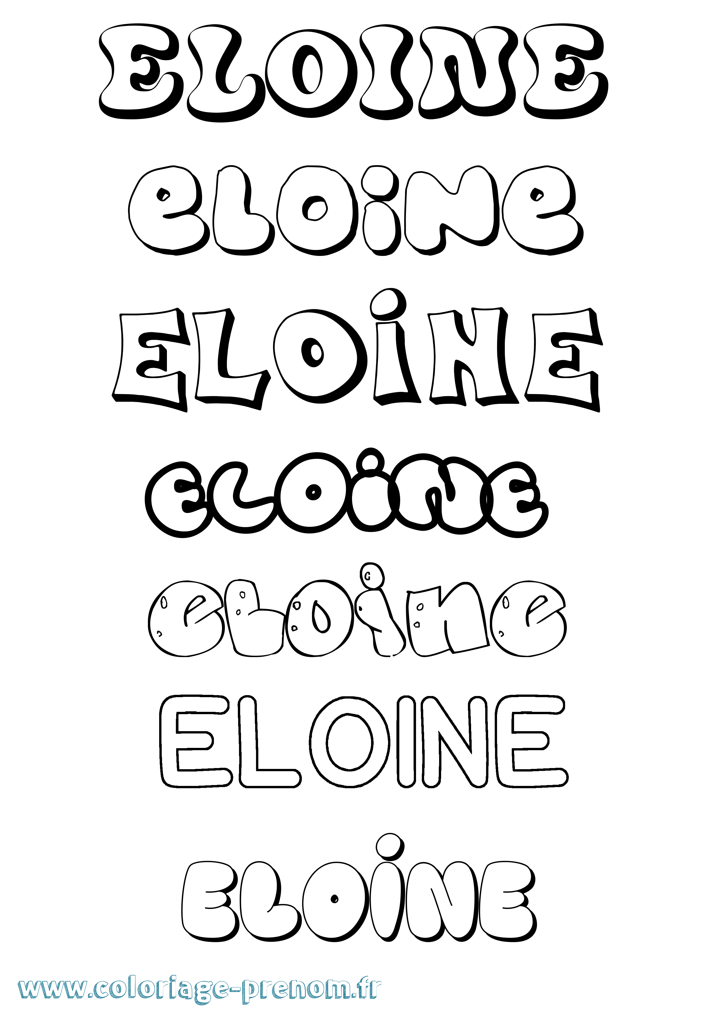 Coloriage Eloine Bubble Coloriage prénom Eloine Bubble
