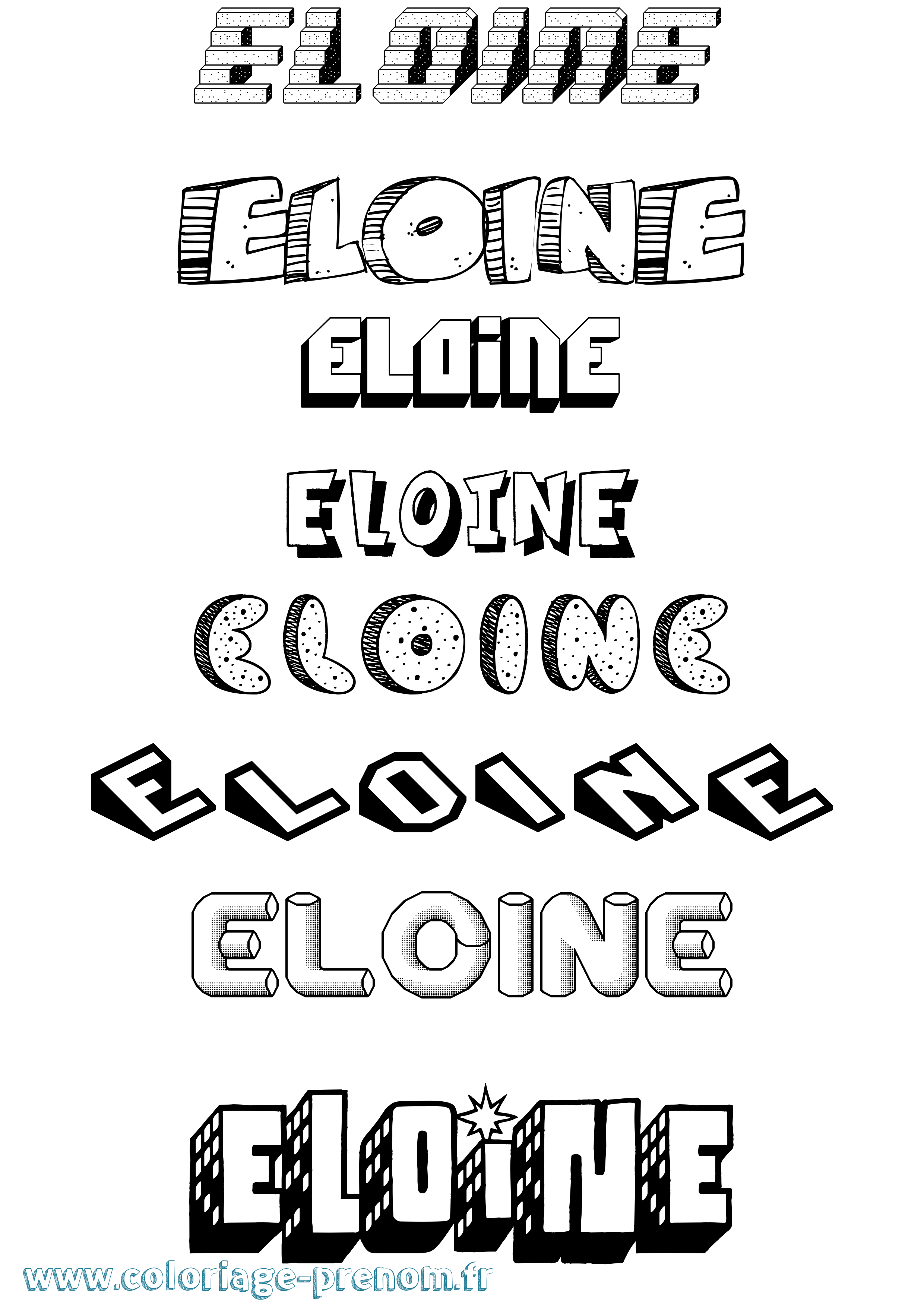 Coloriage Eloine Effet 3D Coloriage prénom Eloine Effet 3D