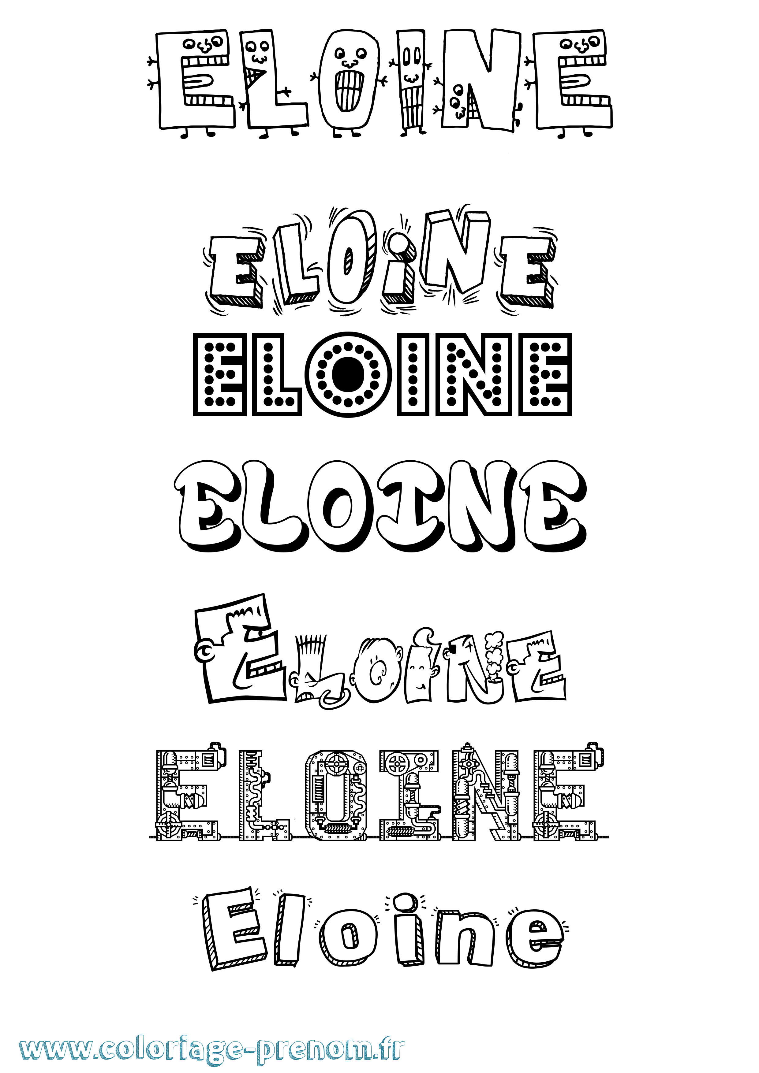 Coloriage Eloine Fun Coloriage prénom Eloine Fun