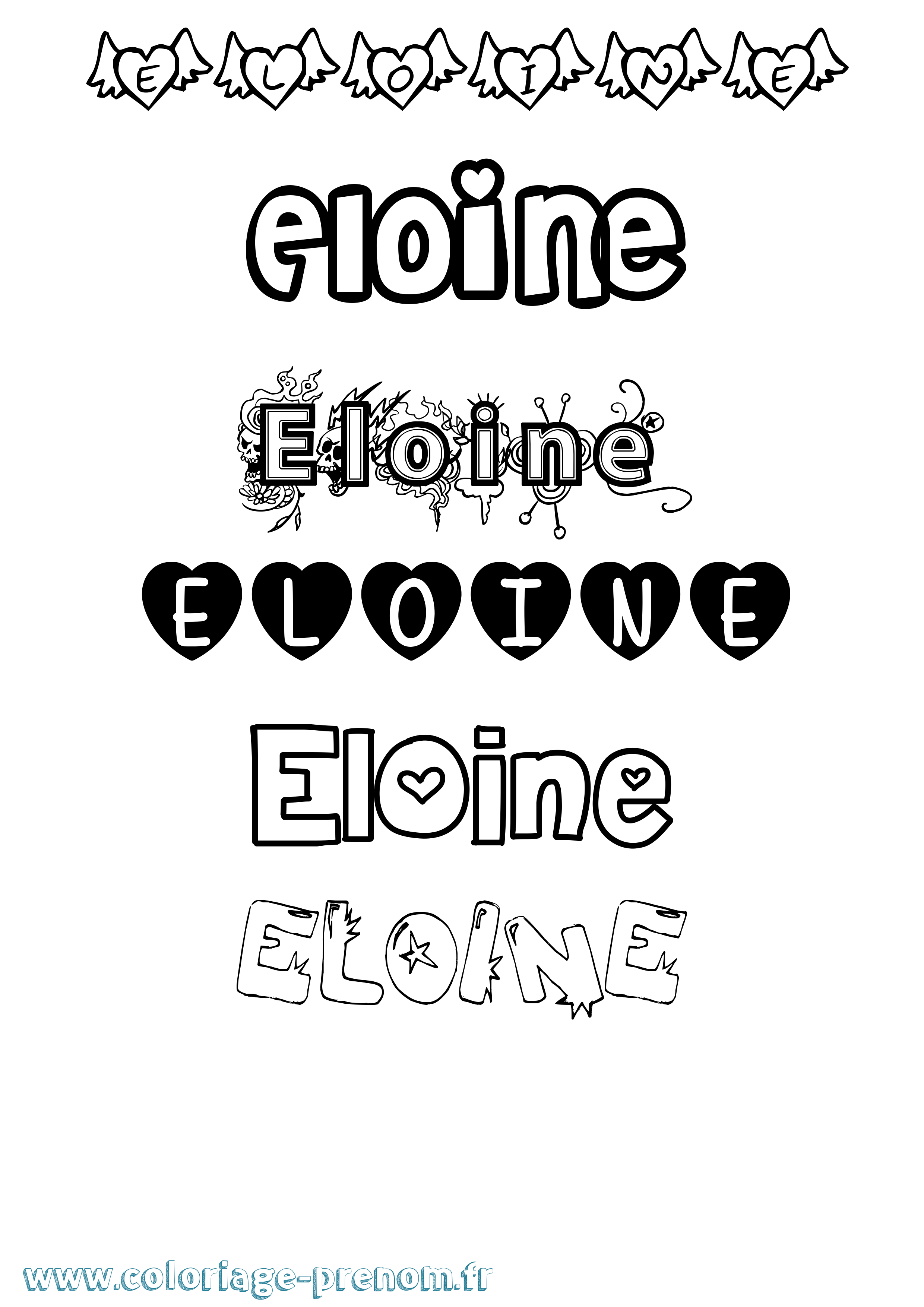 Coloriage Eloine Girly Coloriage prénom Eloine Girly