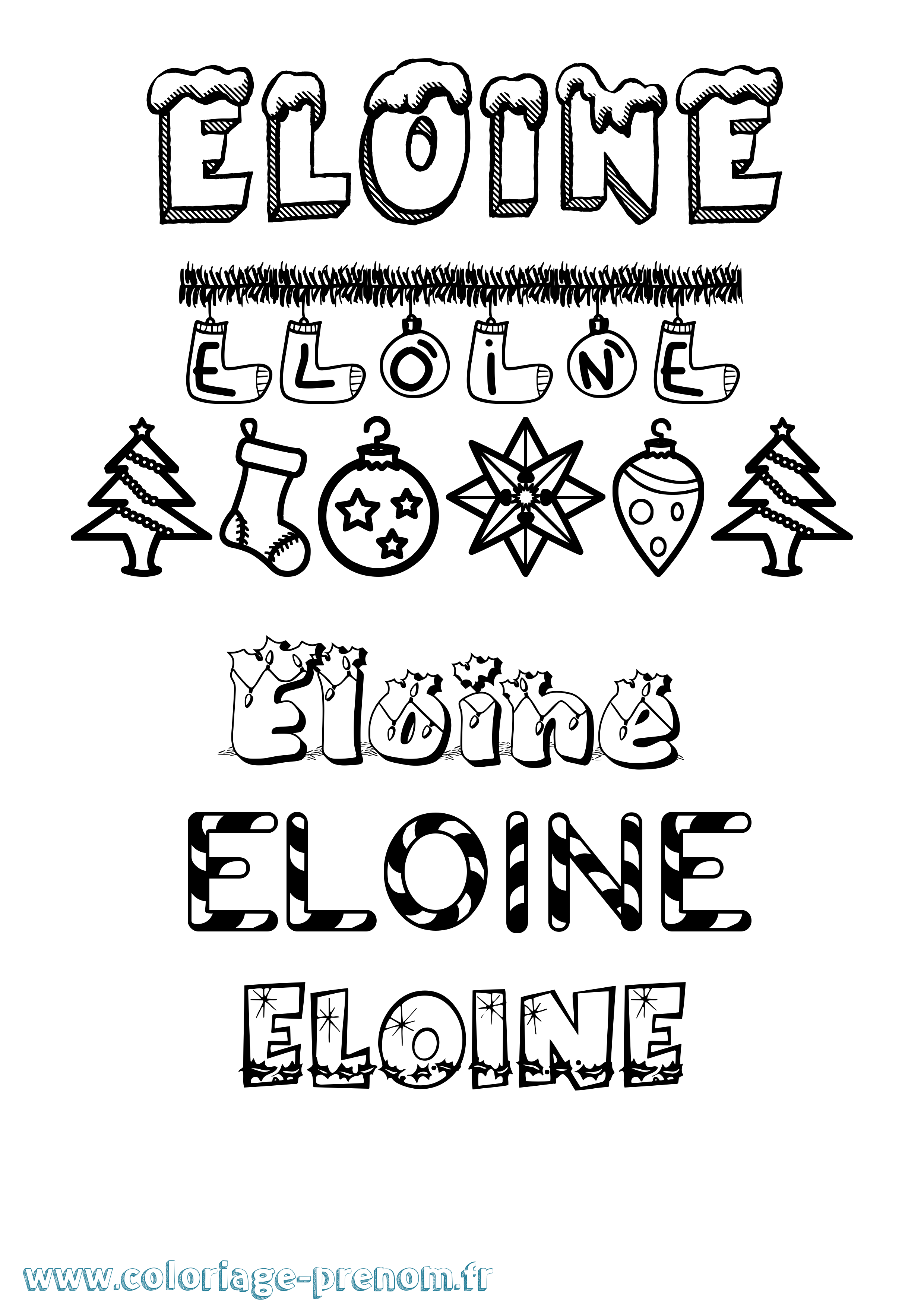 Coloriage Eloine Noël Coloriage prénom Eloine Noël