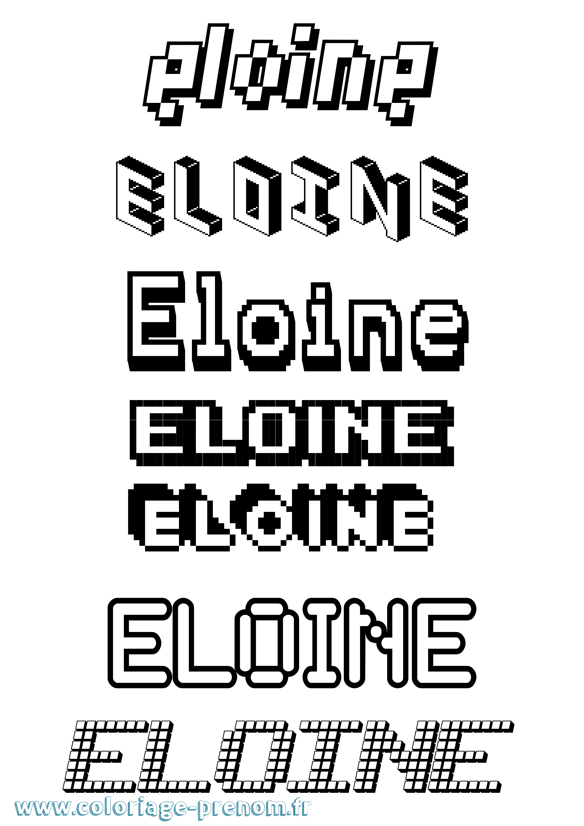Coloriage Eloine Pixel Coloriage prénom Eloine Pixel
