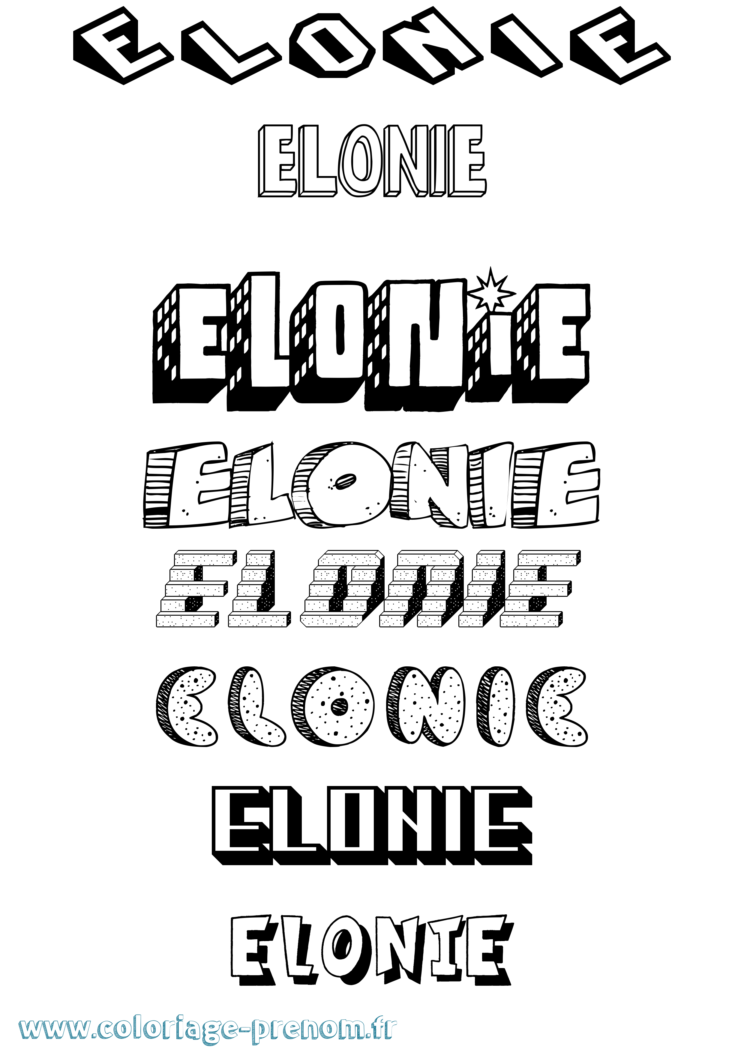 Coloriage Elonie Effet 3D Coloriage prénom Elonie Effet 3D