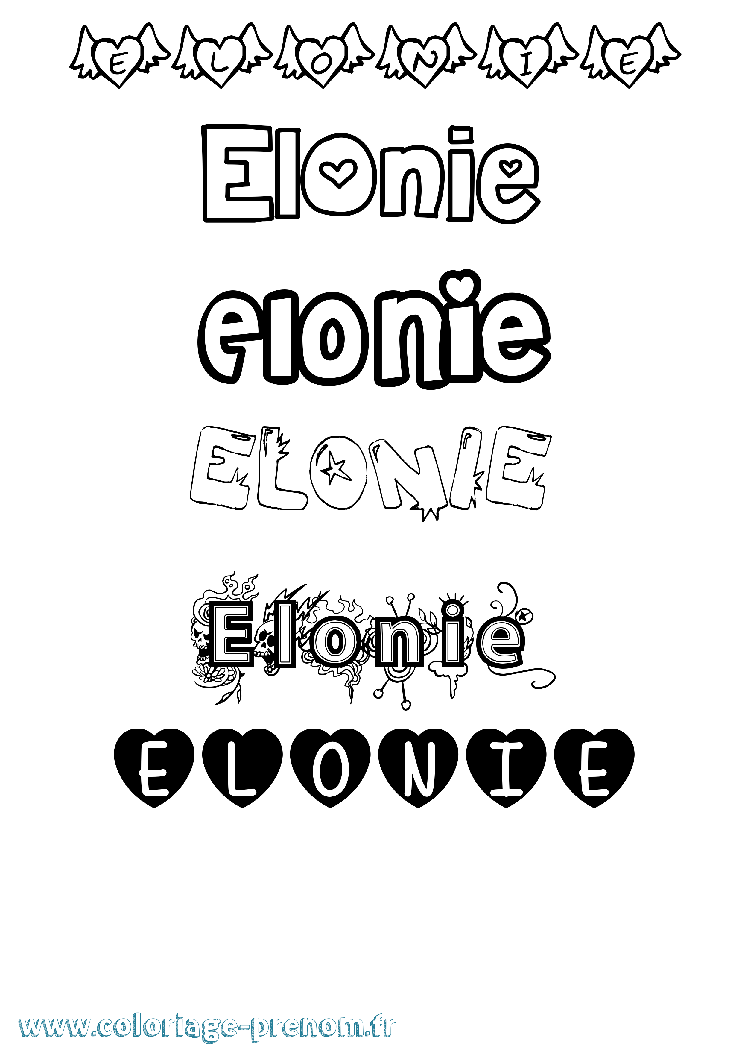 Coloriage Elonie Girly Coloriage prénom Elonie Girly