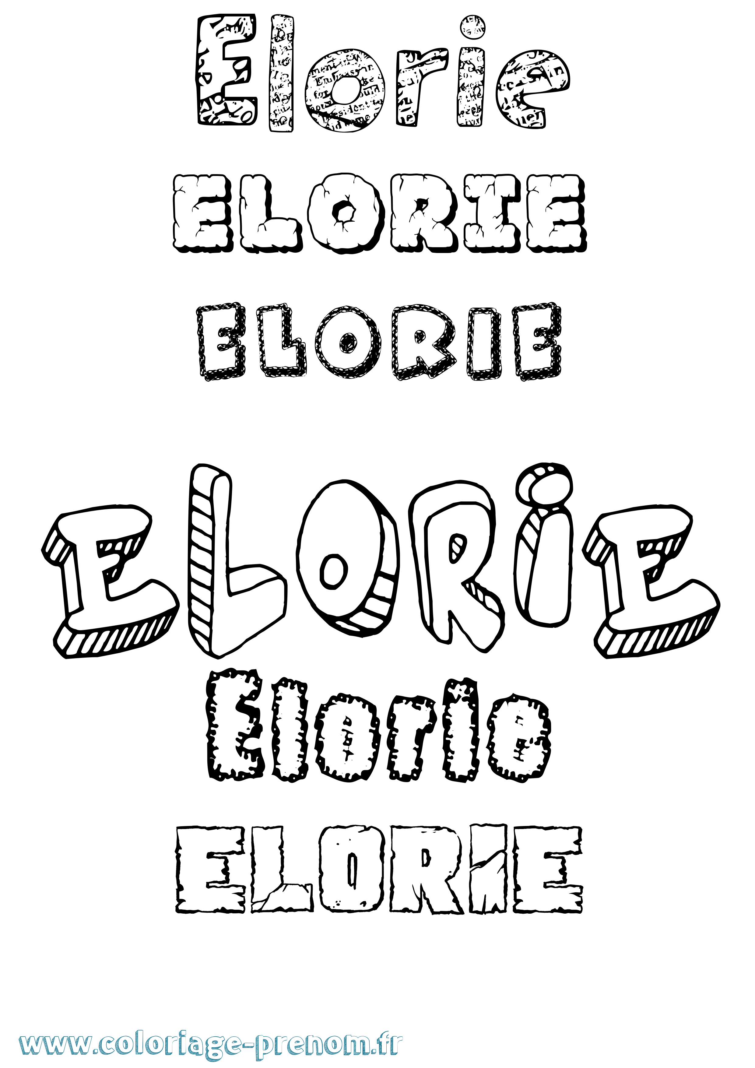 Coloriage Elorie Destructuré Coloriage prénom Elorie Destructuré