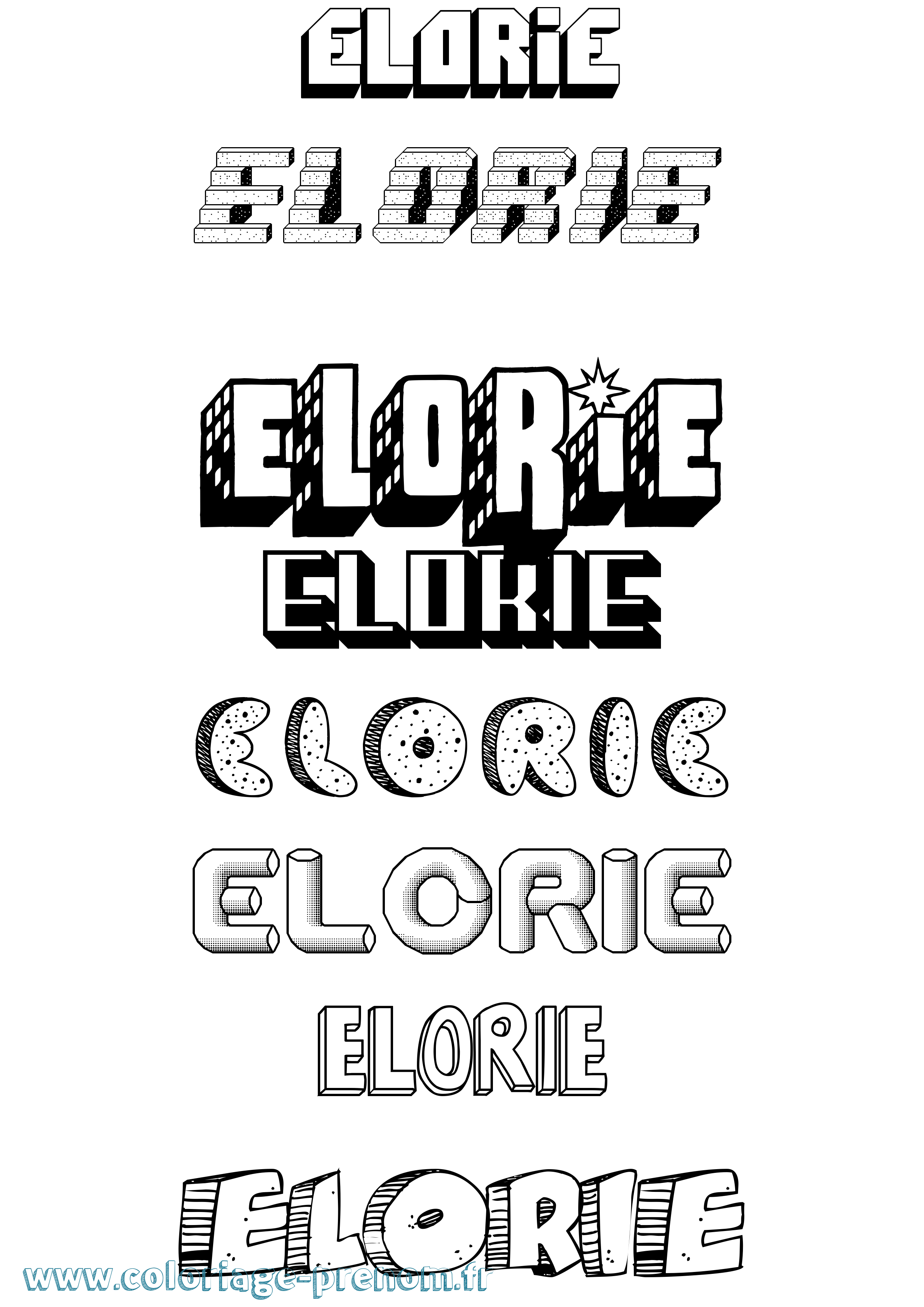 Coloriage Elorie Effet 3D Coloriage prénom Elorie Effet 3D