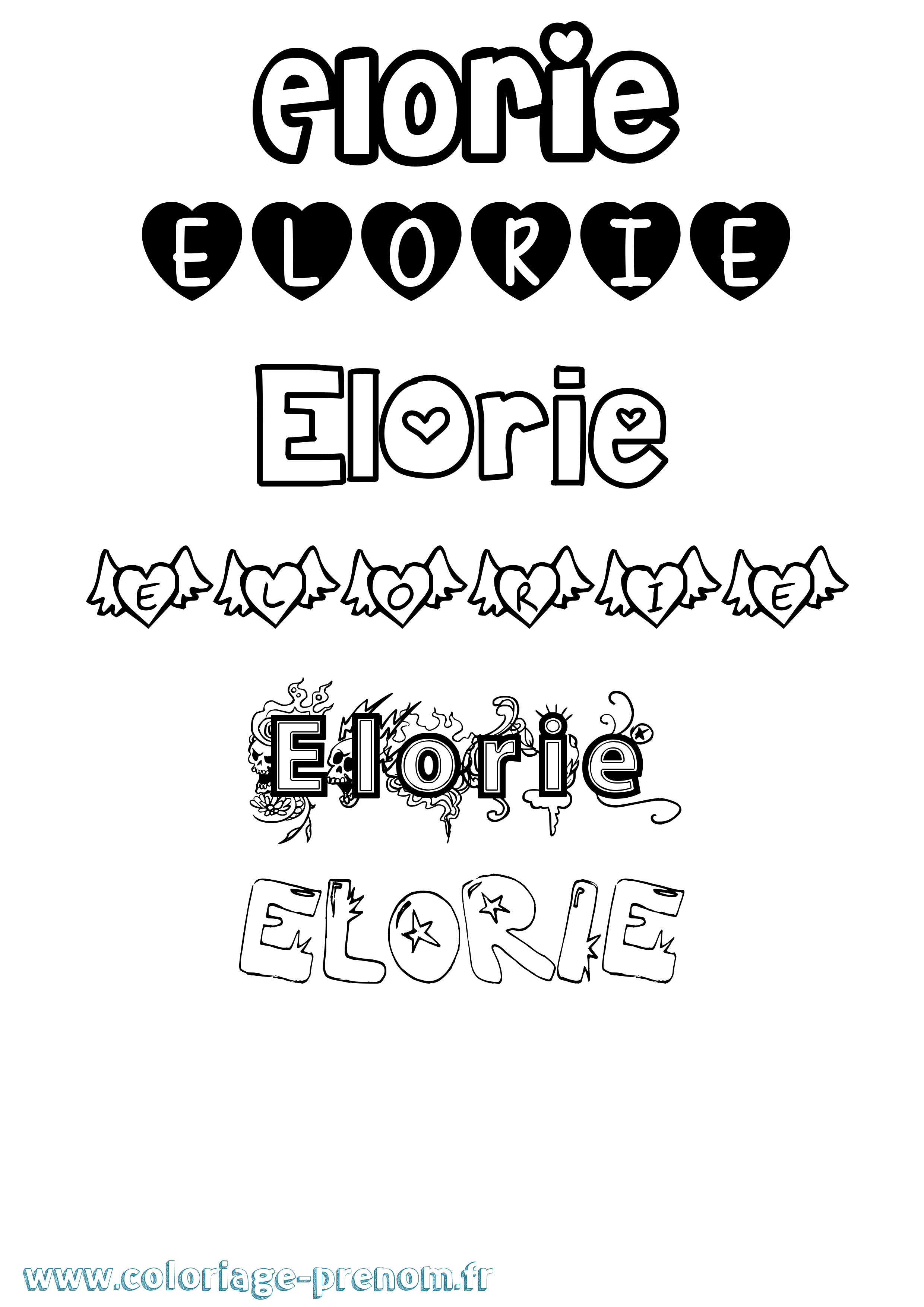 Coloriage Elorie Girly Coloriage prénom Elorie Girly