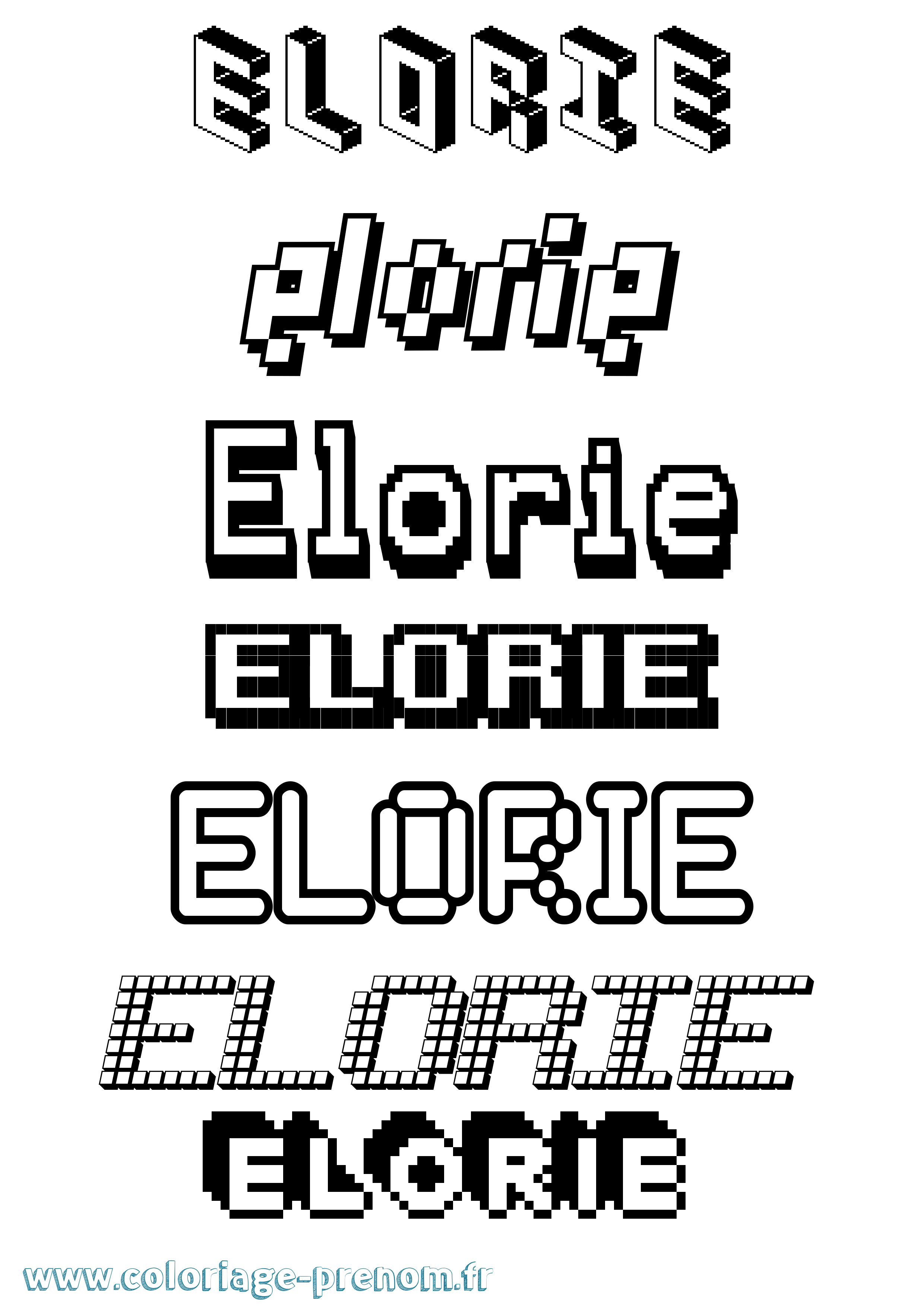 Coloriage Elorie Pixel Coloriage prénom Elorie Pixel