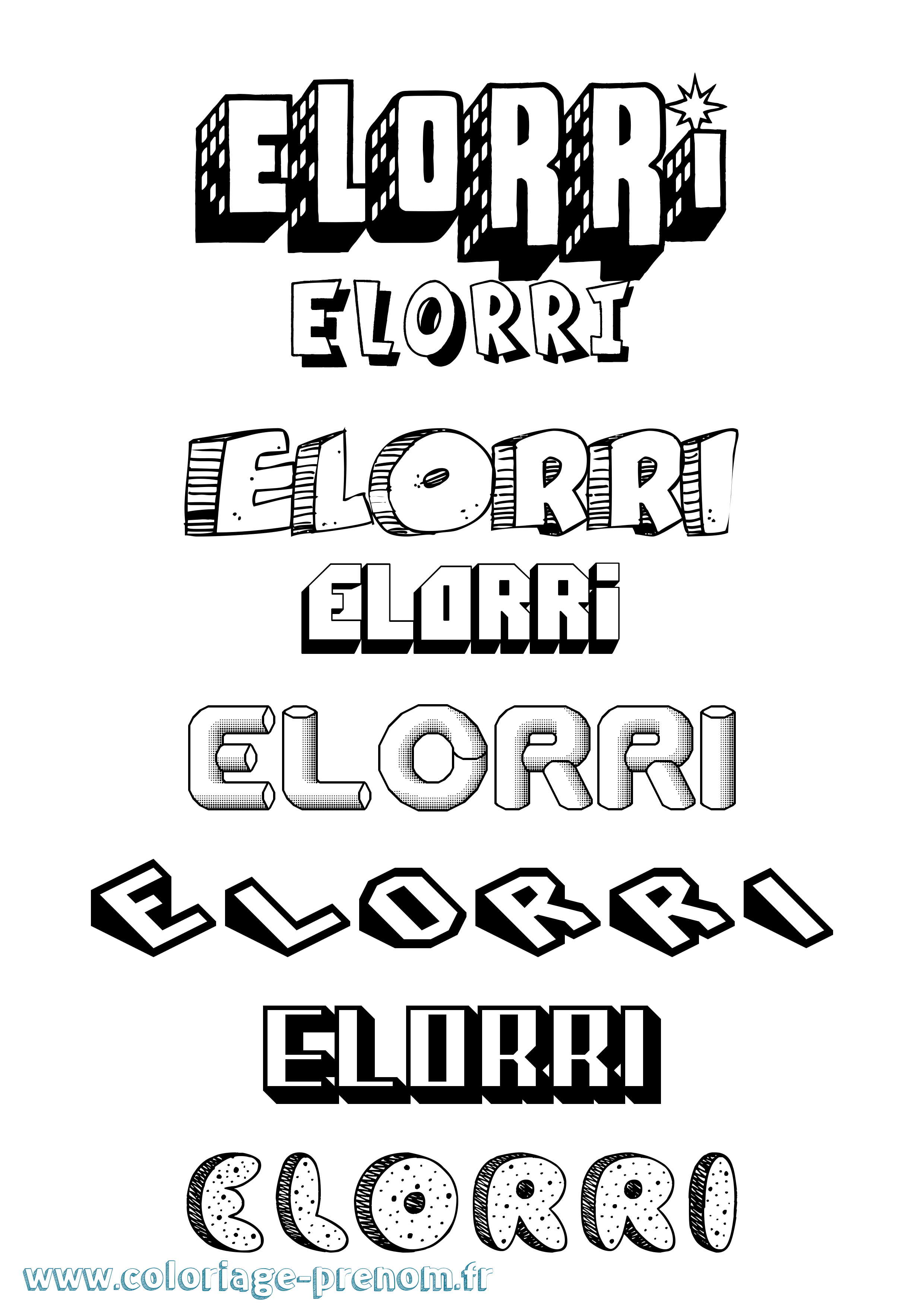 Coloriage Elorri Effet 3D Coloriage prénom Elorri Effet 3D