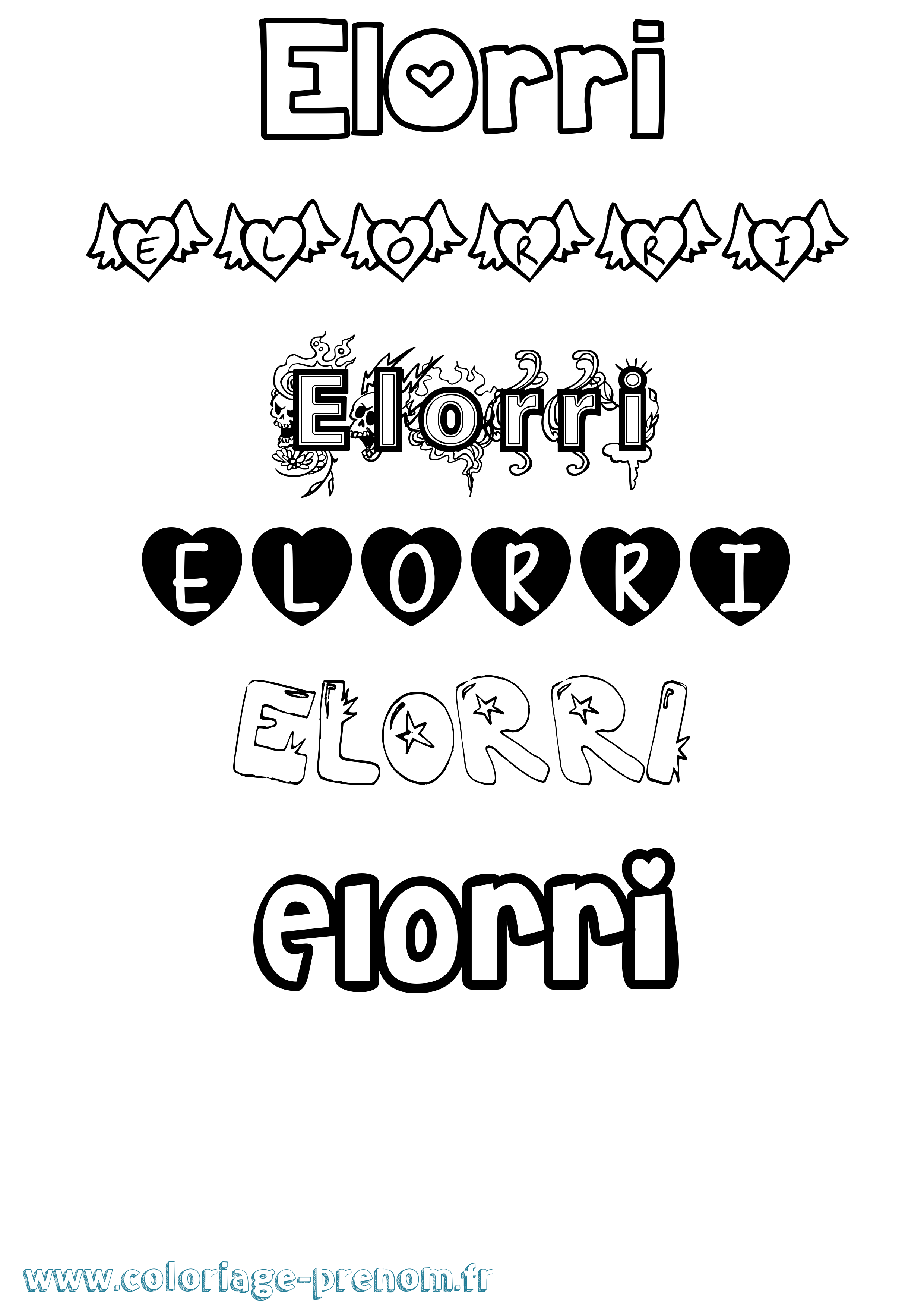 Coloriage Elorri Girly Coloriage prénom Elorri Girly