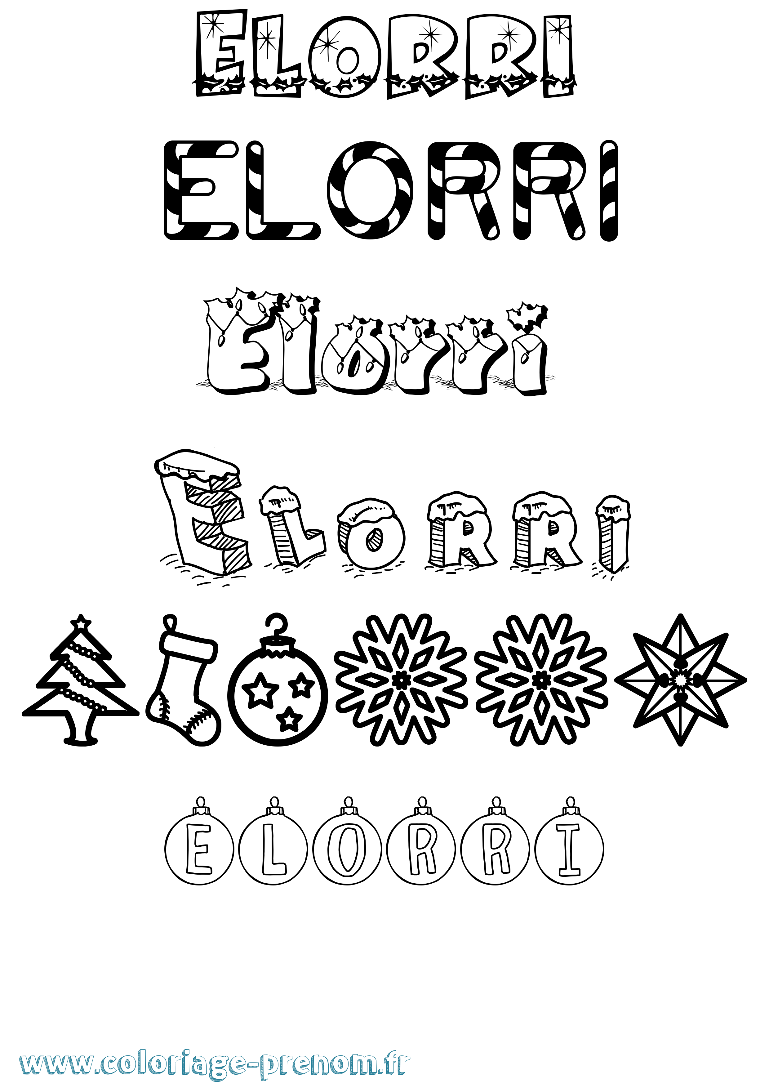 Coloriage Elorri Noël Coloriage prénom Elorri Noël