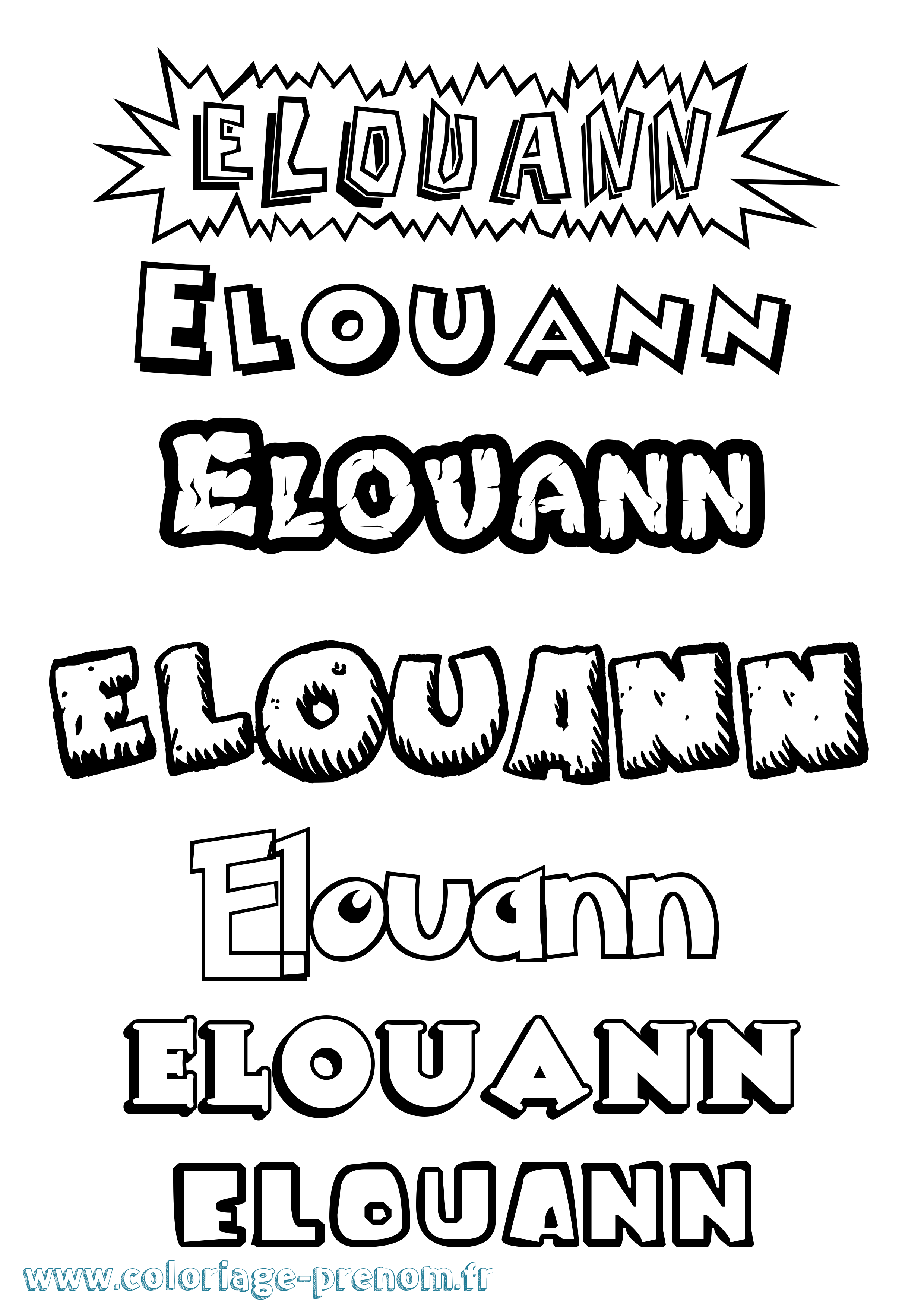 Coloriage Elouann Dessin Animé Coloriage prénom Elouann Dessin Animé