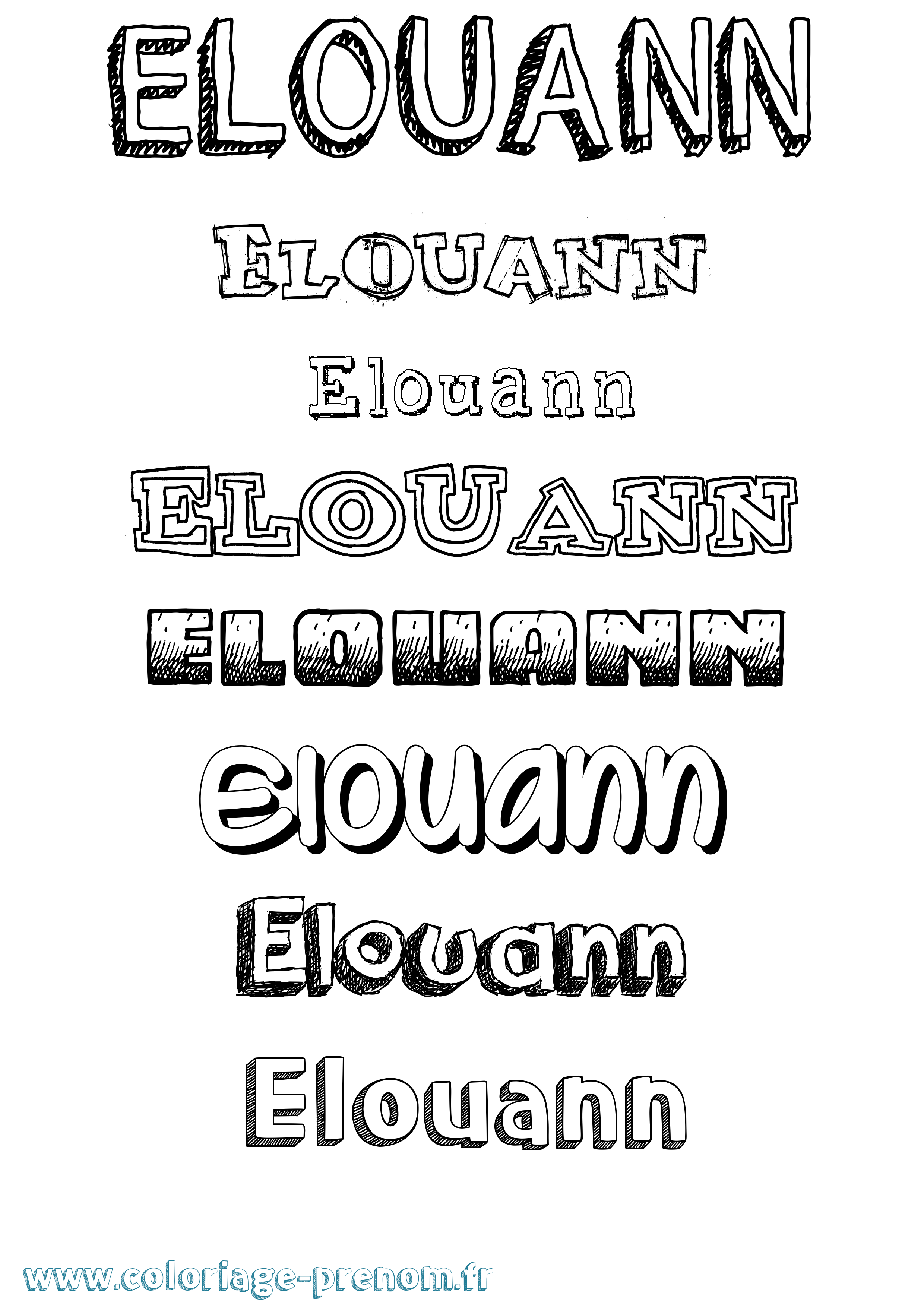 Coloriage Elouann Dessiné Coloriage prénom Elouann Dessiné
