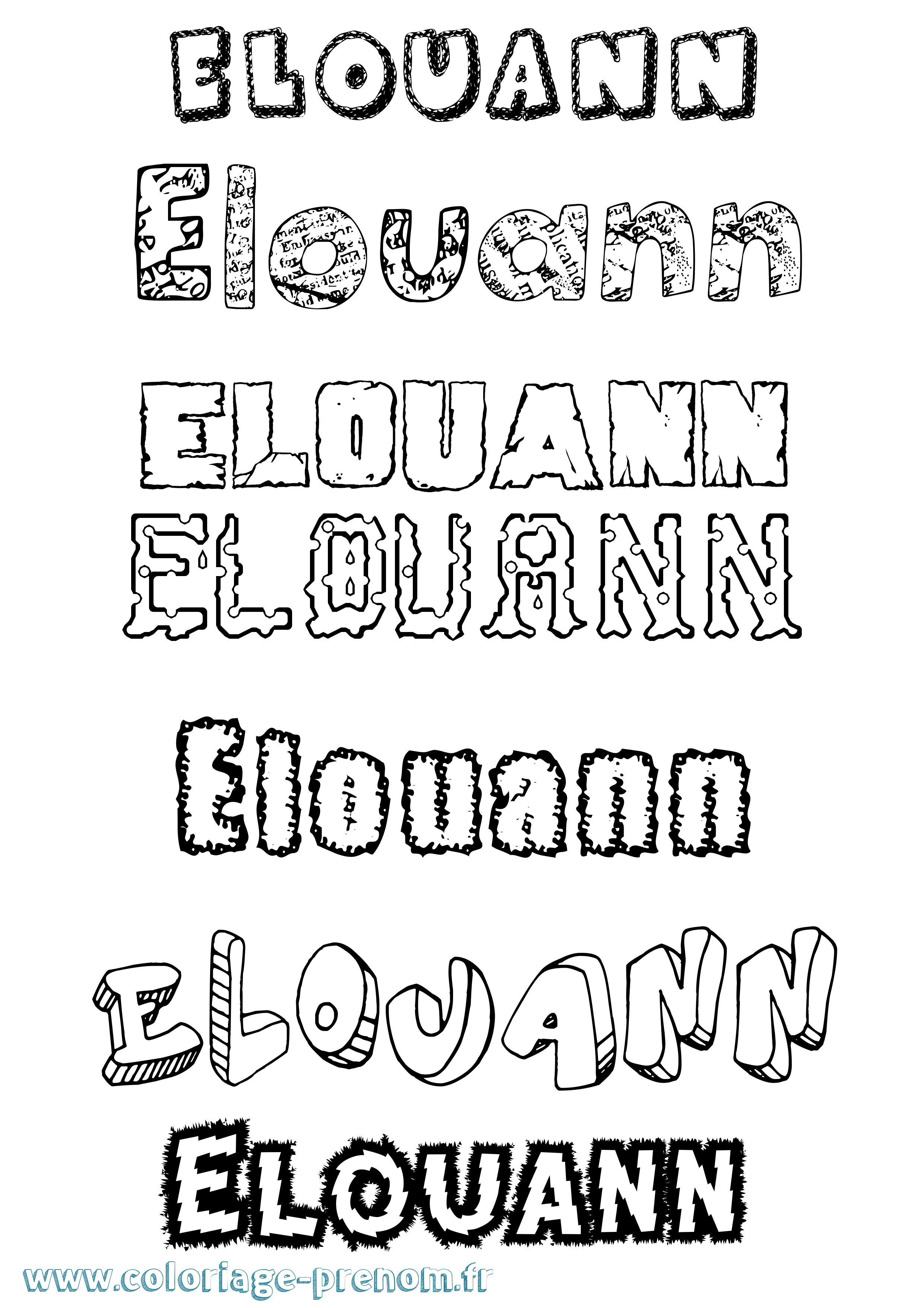 Coloriage Elouann Destructuré Coloriage prénom Elouann Destructuré