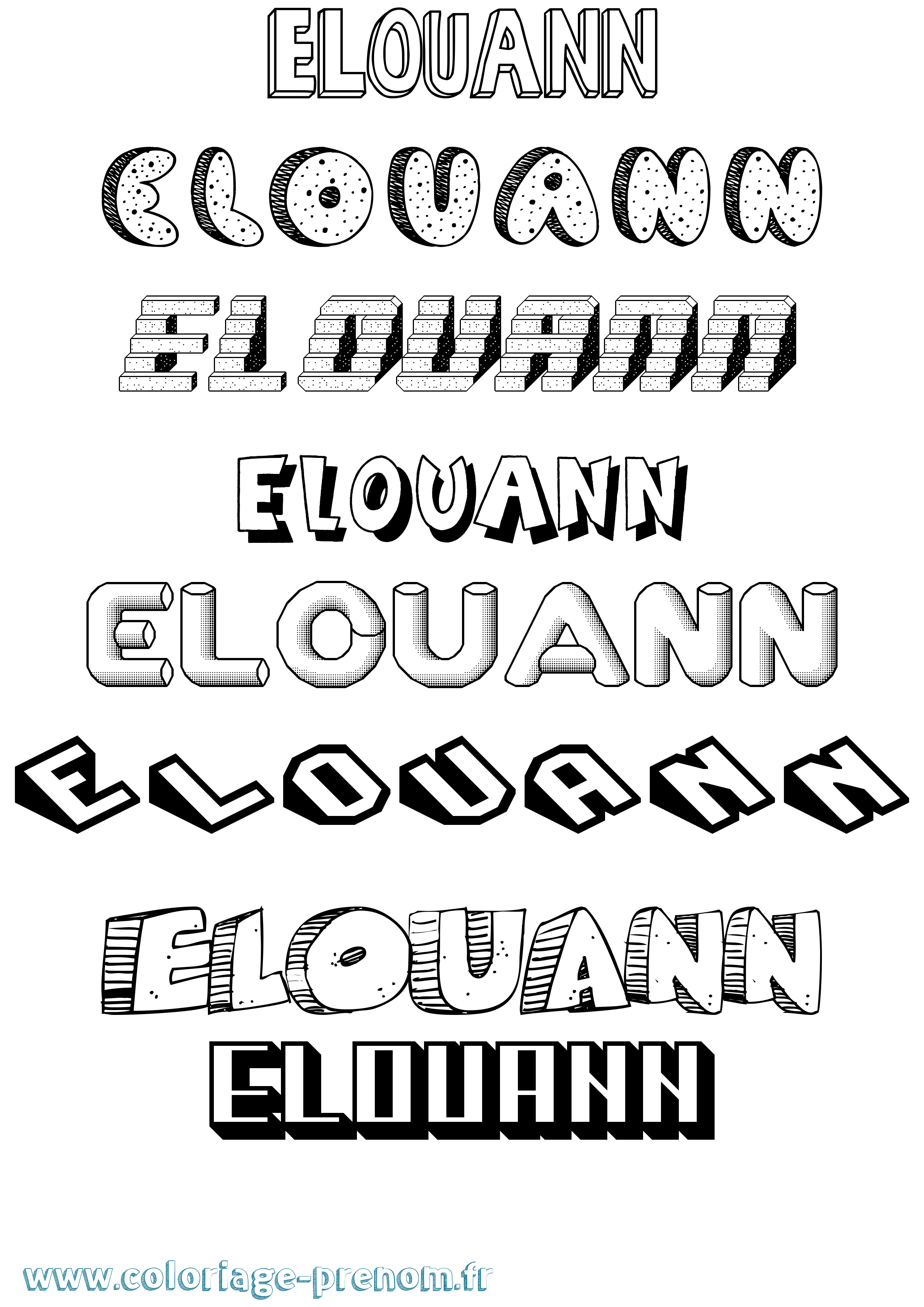 Coloriage Elouann Effet 3D Coloriage prénom Elouann Effet 3D