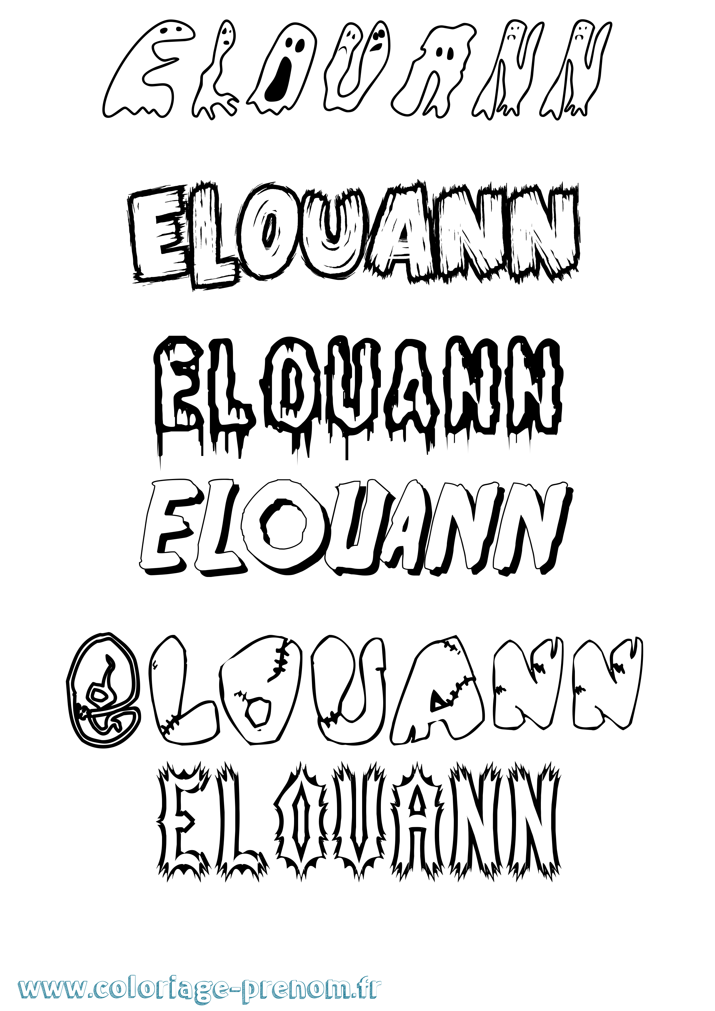 Coloriage Elouann Frisson Coloriage prénom Elouann Frisson