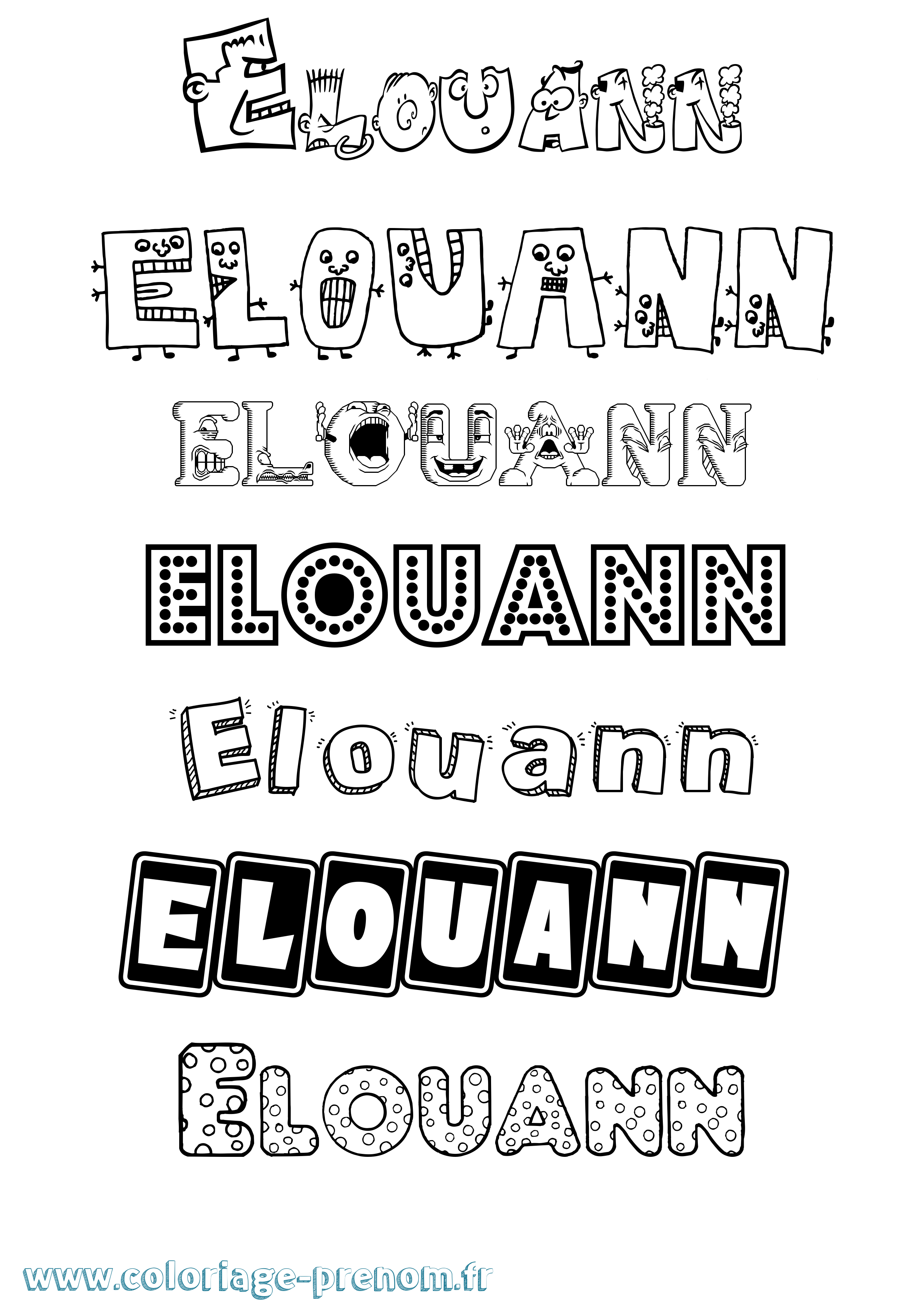 Coloriage Elouann Fun Coloriage prénom Elouann Fun