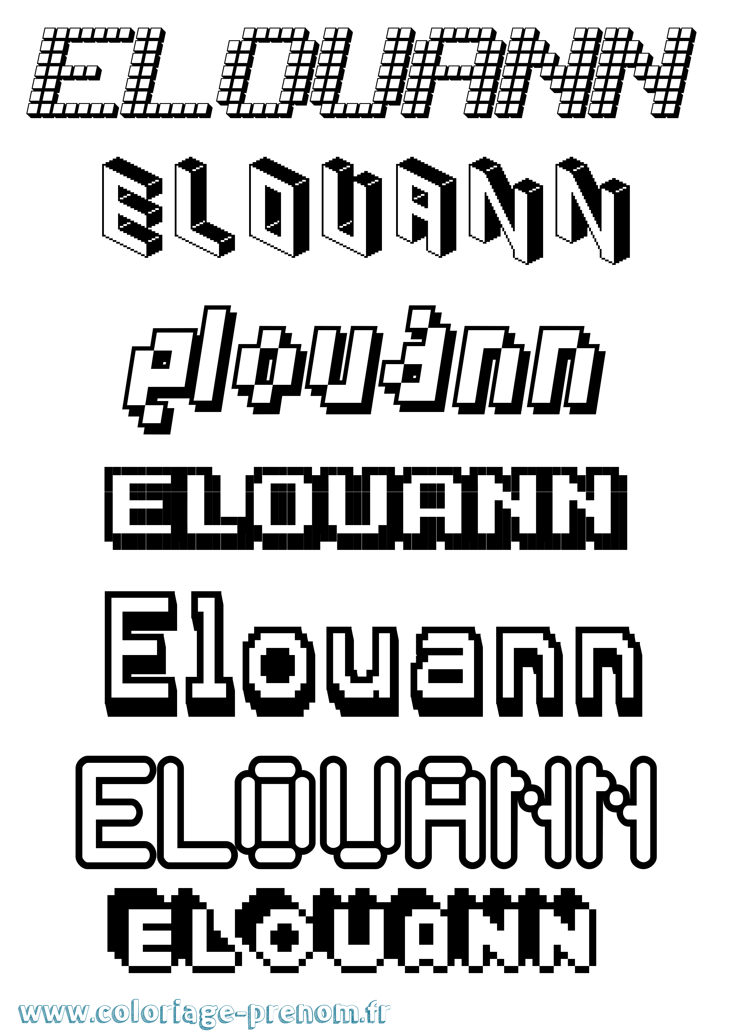 Coloriage Elouann Pixel Coloriage prénom Elouann Pixel