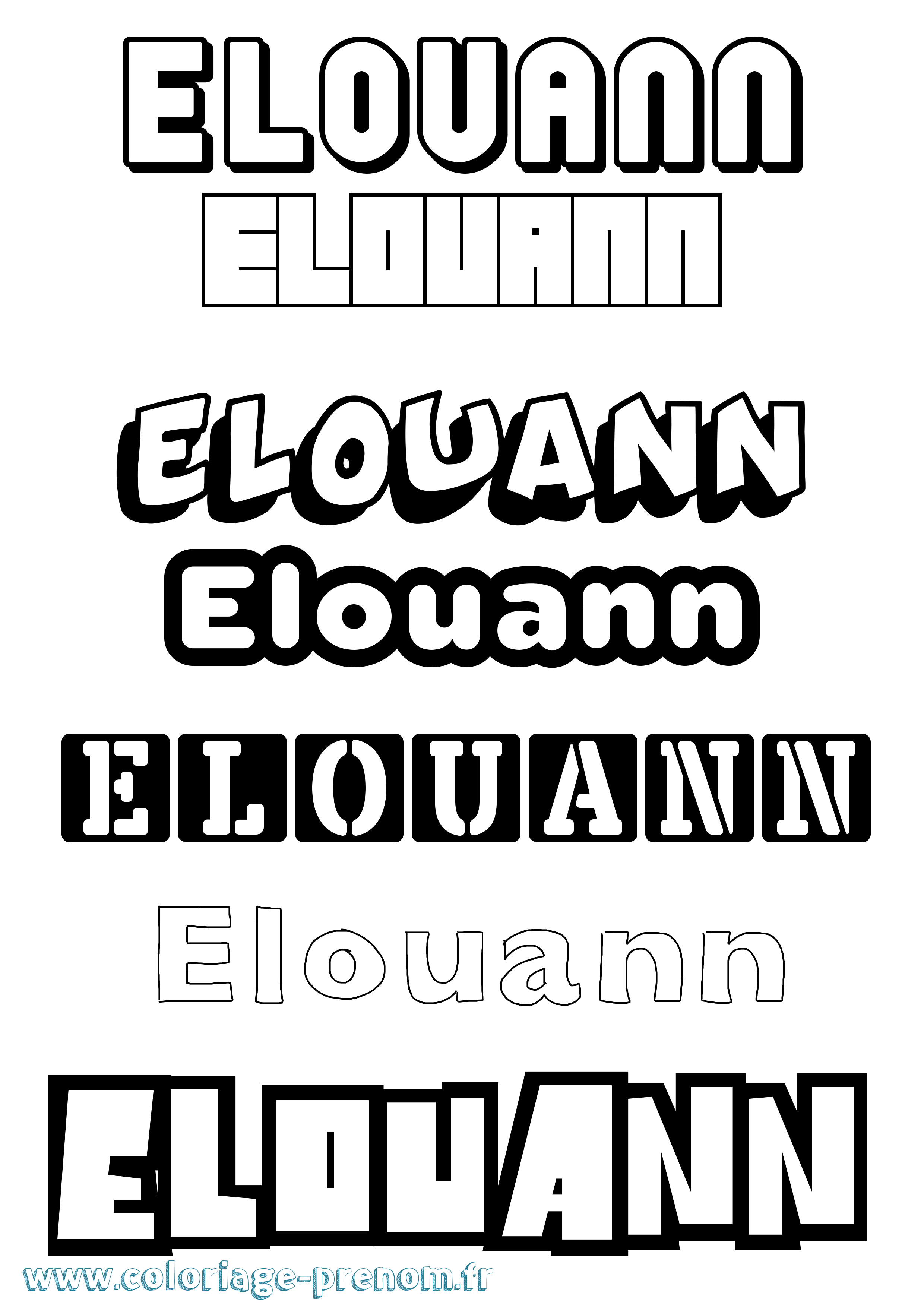 Coloriage Elouann Simple Coloriage prénom Elouann Simple