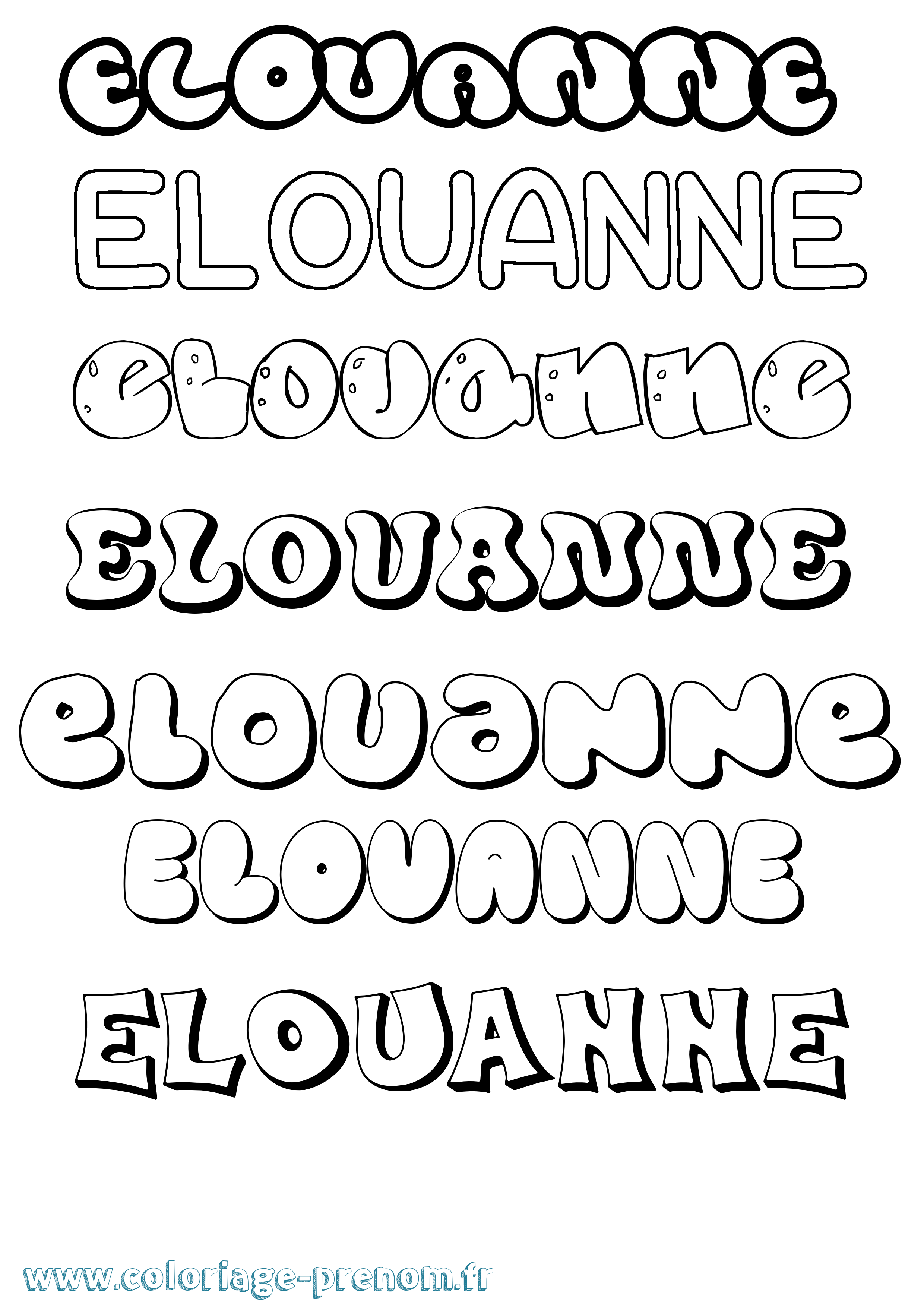 Coloriage Elouanne Bubble Coloriage prénom Elouanne Bubble