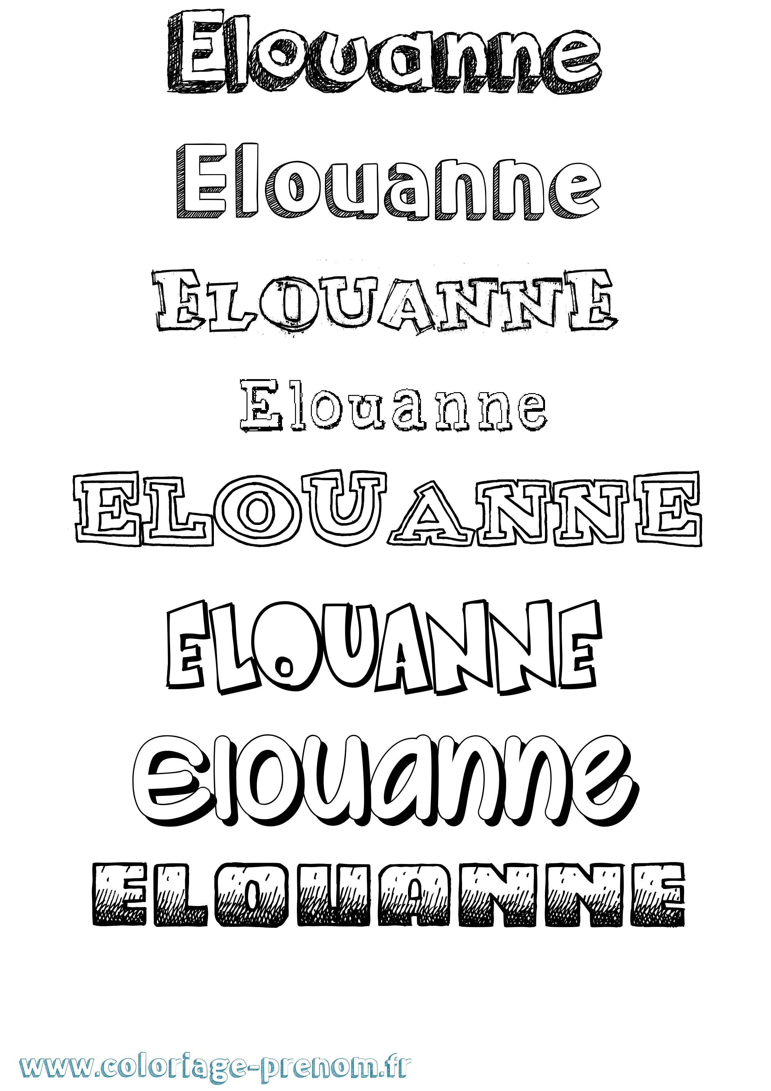 Coloriage Elouanne Dessiné Coloriage prénom Elouanne Dessiné