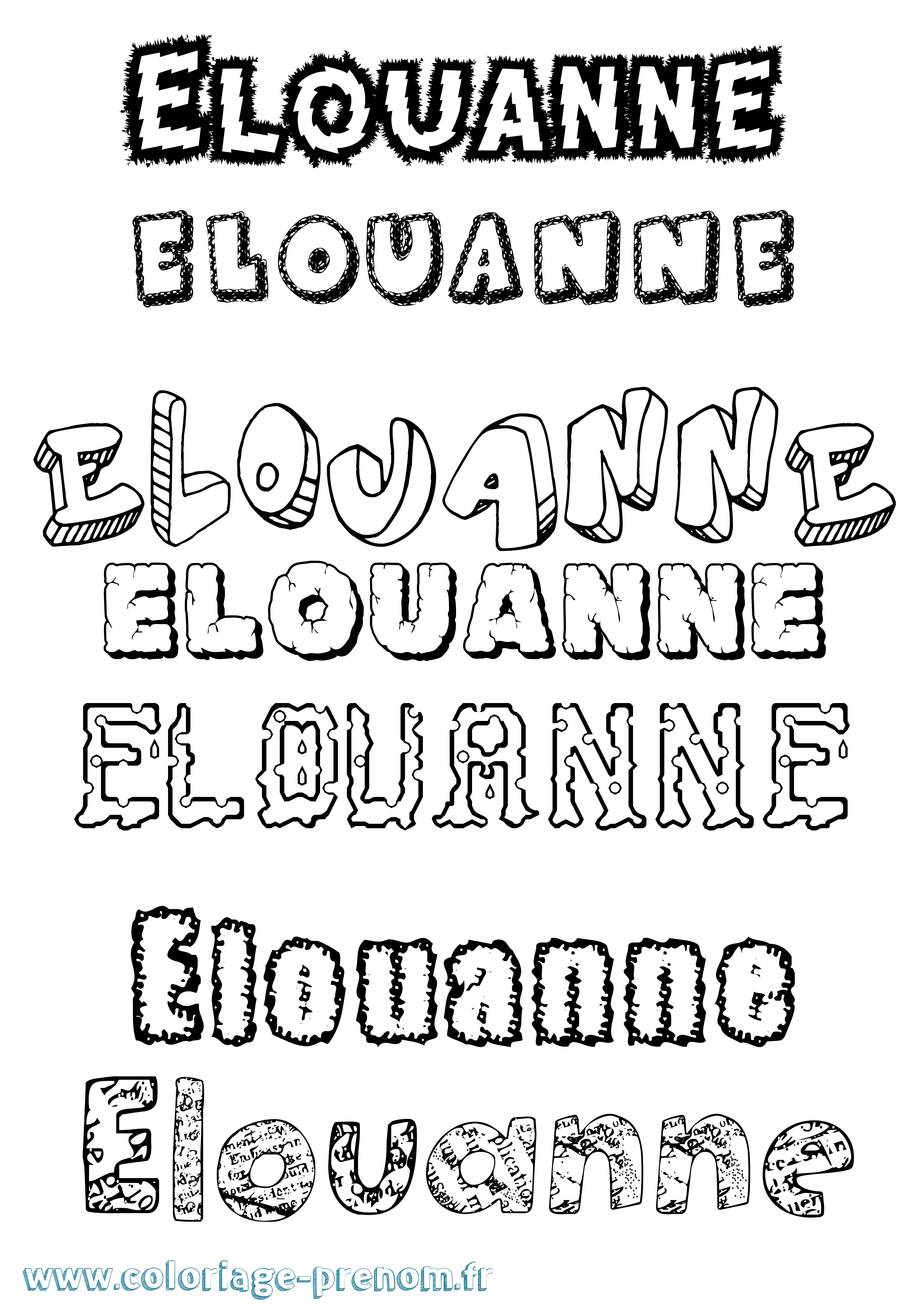 Coloriage Elouanne Destructuré Coloriage prénom Elouanne Destructuré
