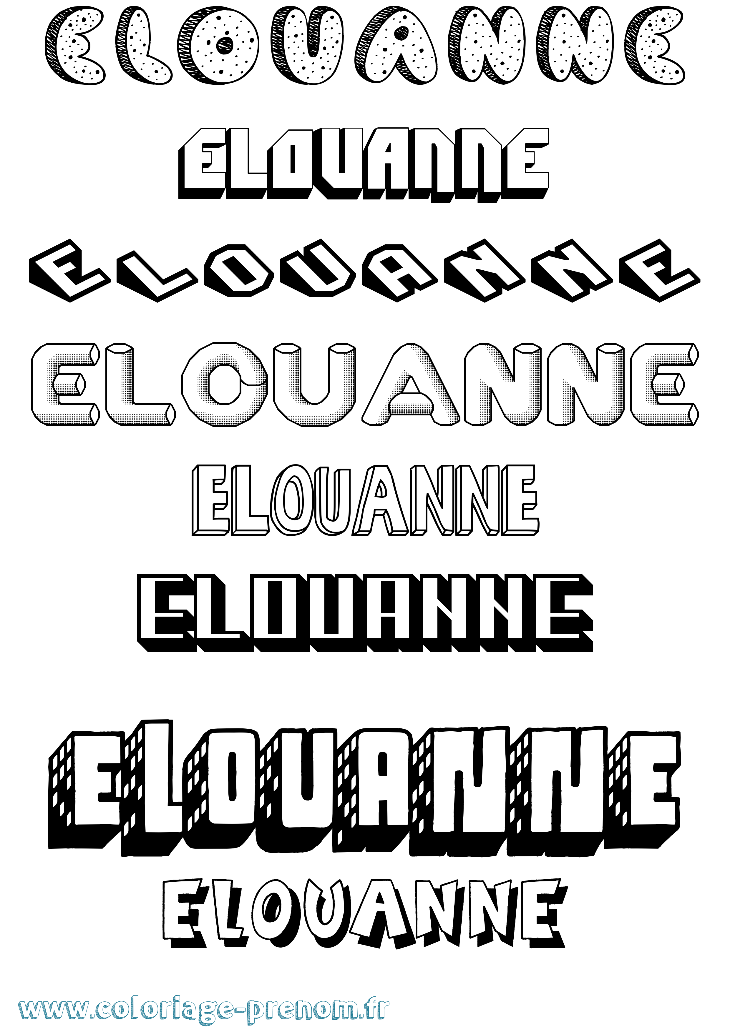Coloriage Elouanne Effet 3D Coloriage prénom Elouanne Effet 3D