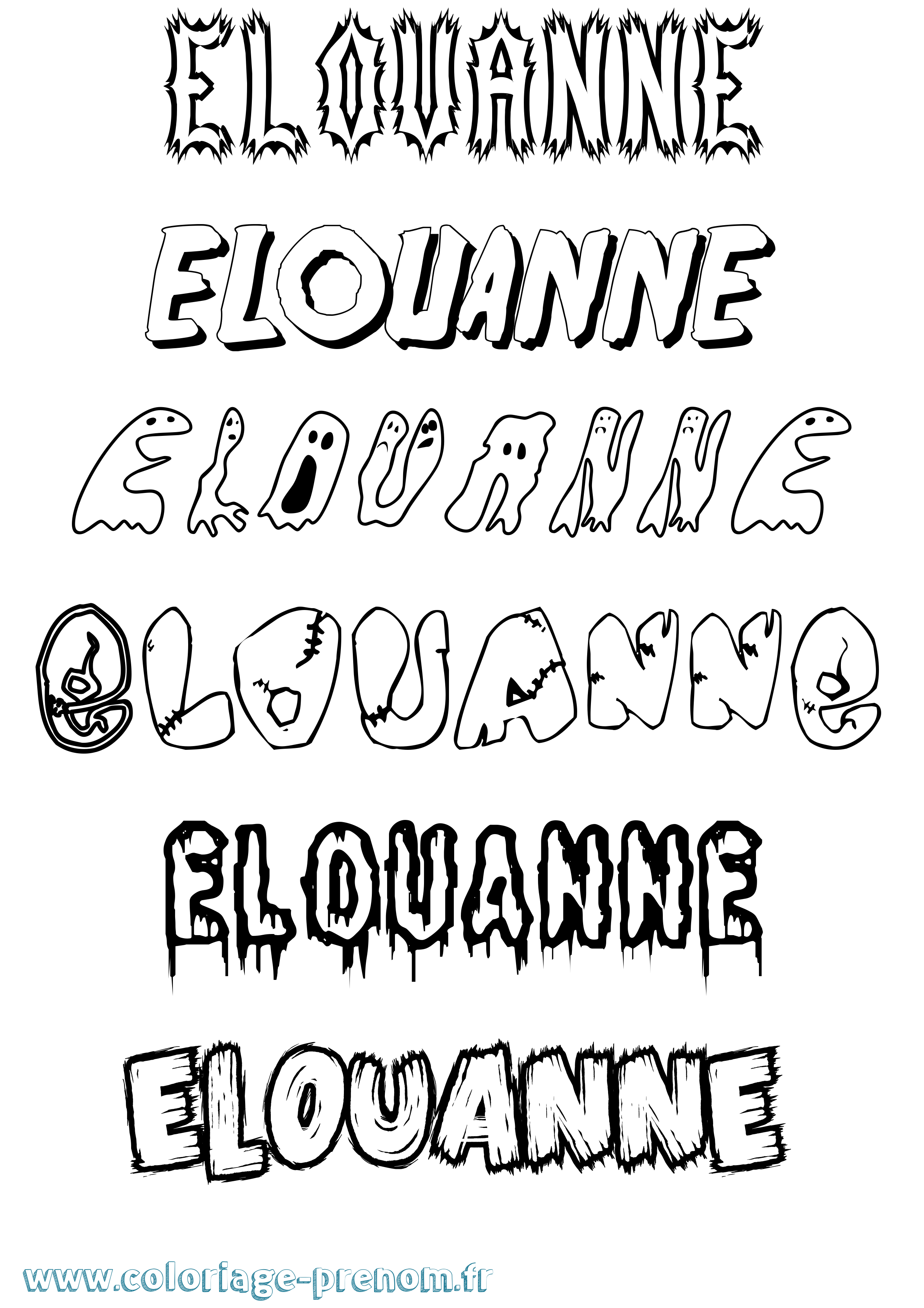 Coloriage Elouanne Frisson Coloriage prénom Elouanne Frisson