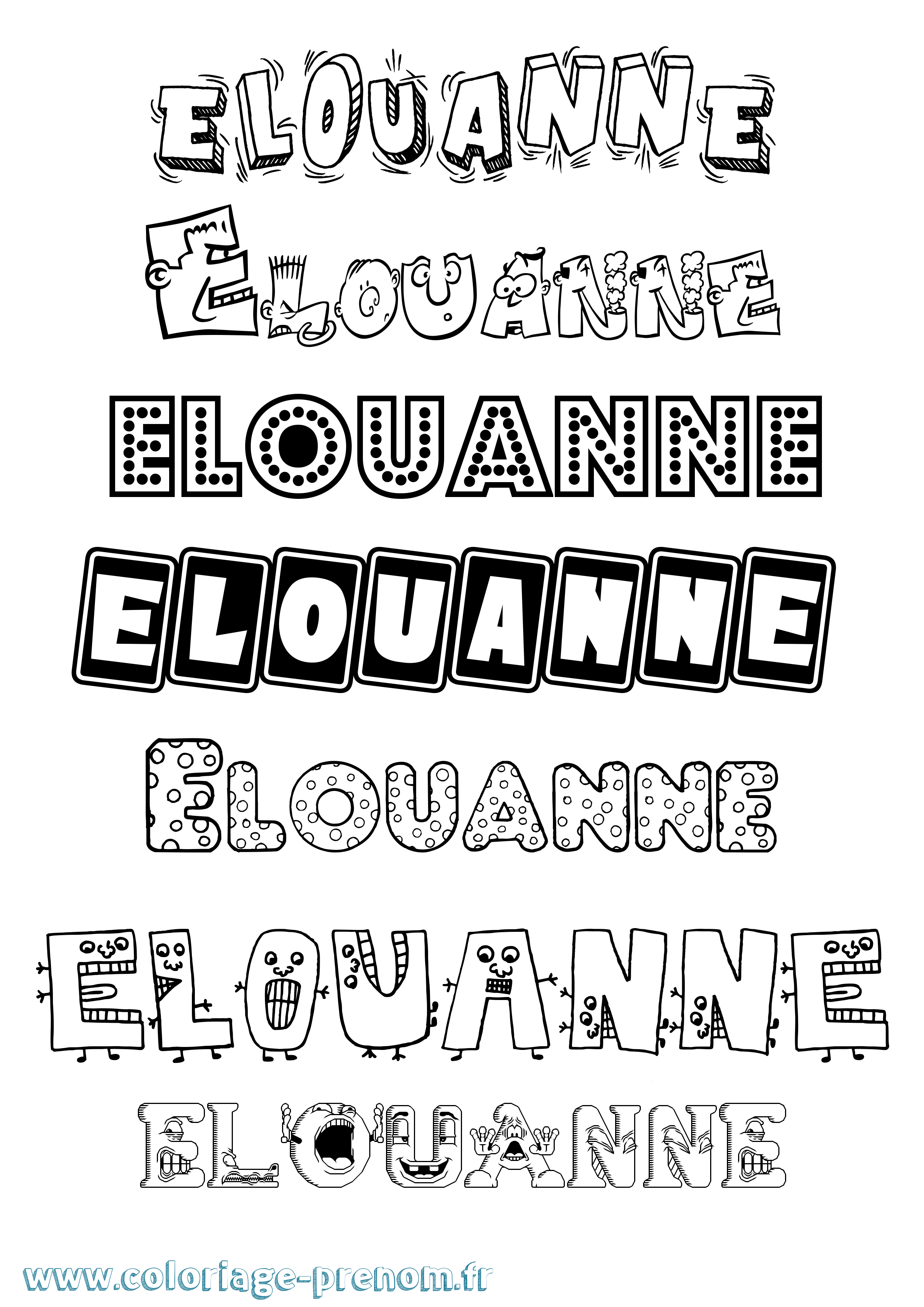 Coloriage Elouanne Fun Coloriage prénom Elouanne Fun