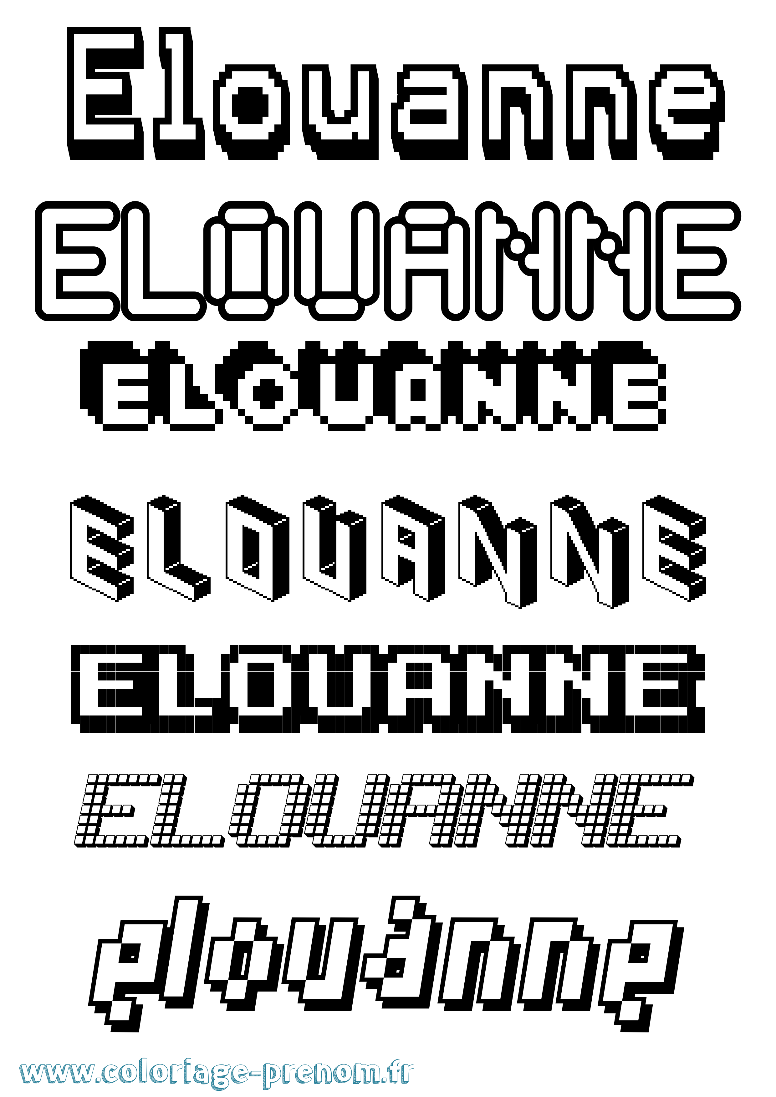 Coloriage Elouanne Pixel Coloriage prénom Elouanne Pixel