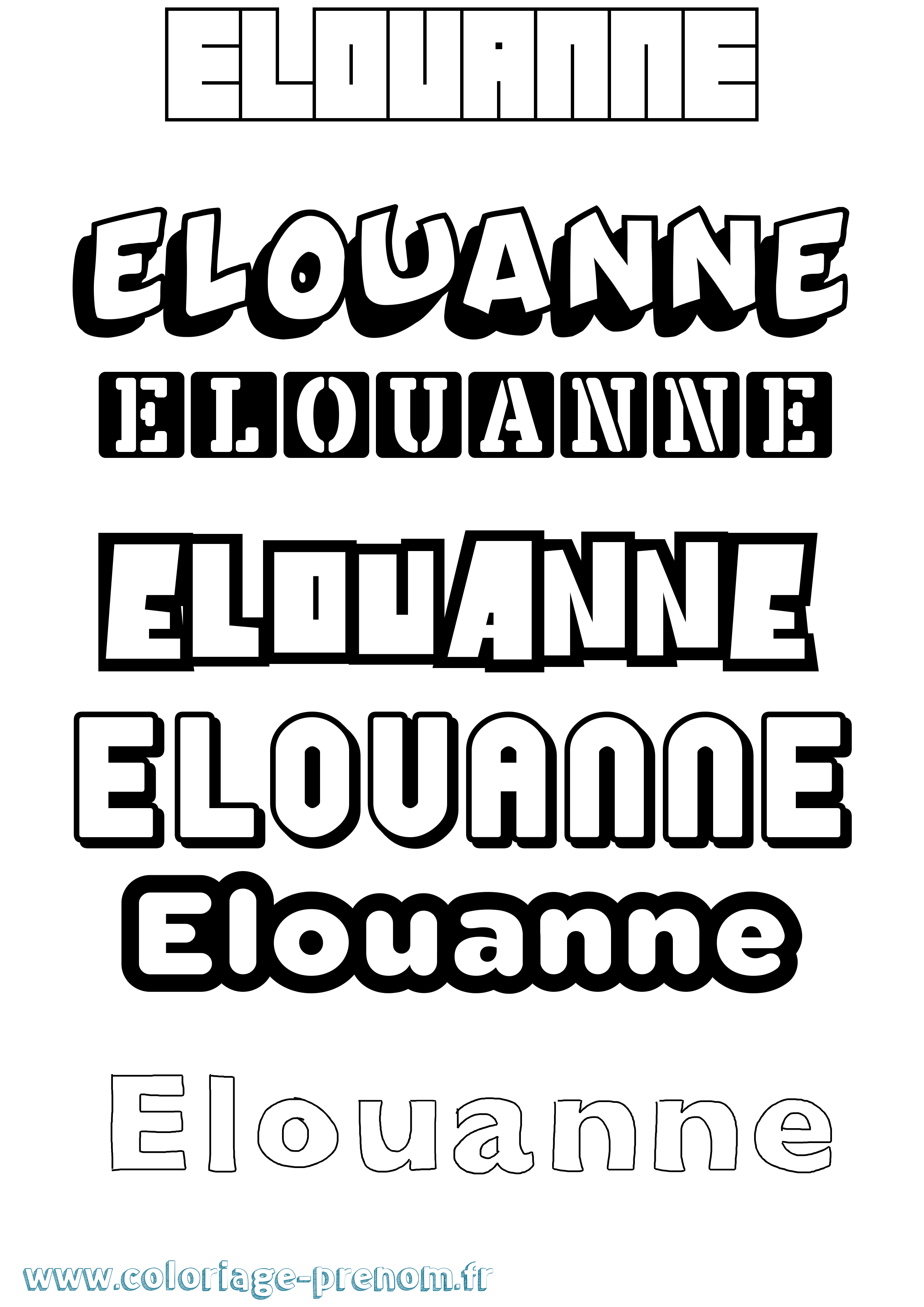 Coloriage Elouanne Simple Coloriage prénom Elouanne Simple