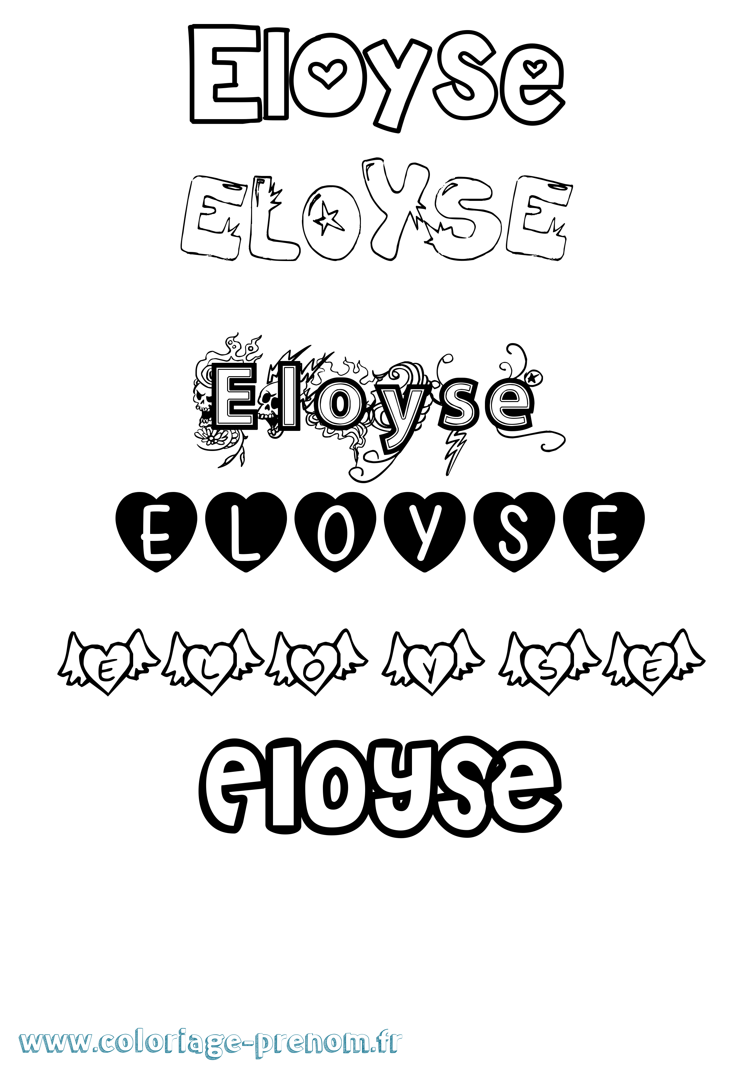 Coloriage Eloyse Girly Coloriage prénom Eloyse Girly