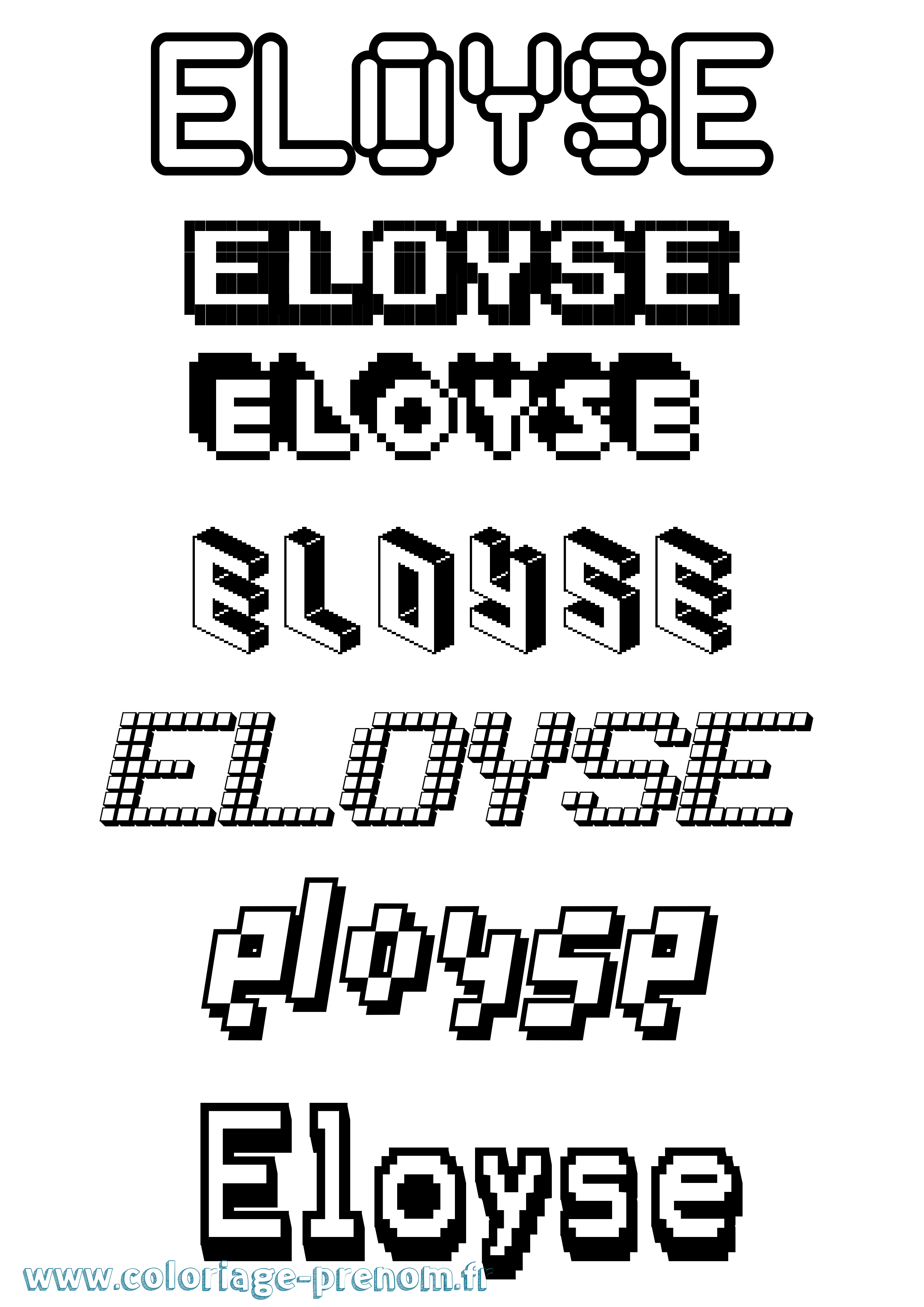 Coloriage Eloyse Pixel Coloriage prénom Eloyse Pixel