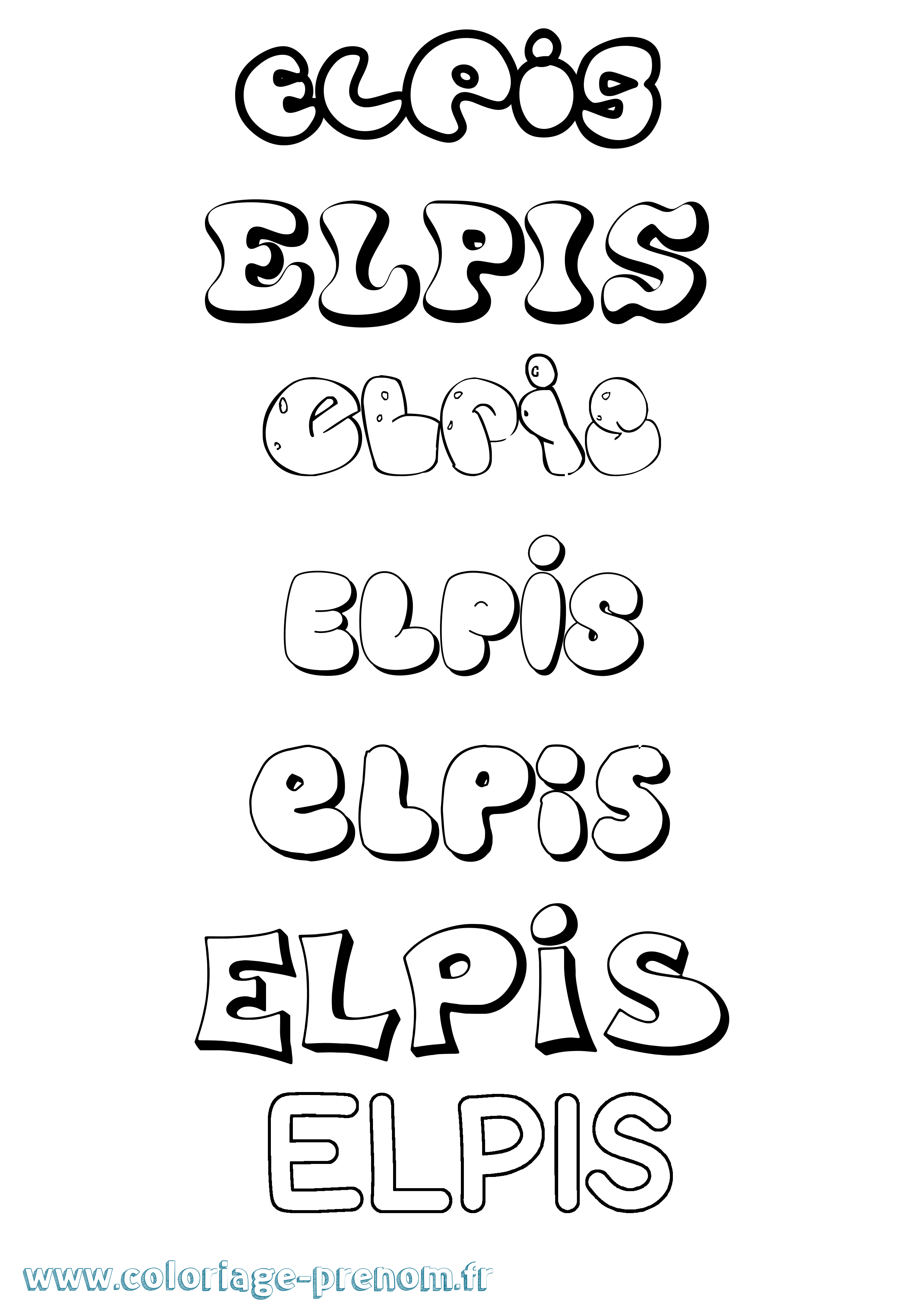 Coloriage Elpis Bubble Coloriage prénom Elpis Bubble
