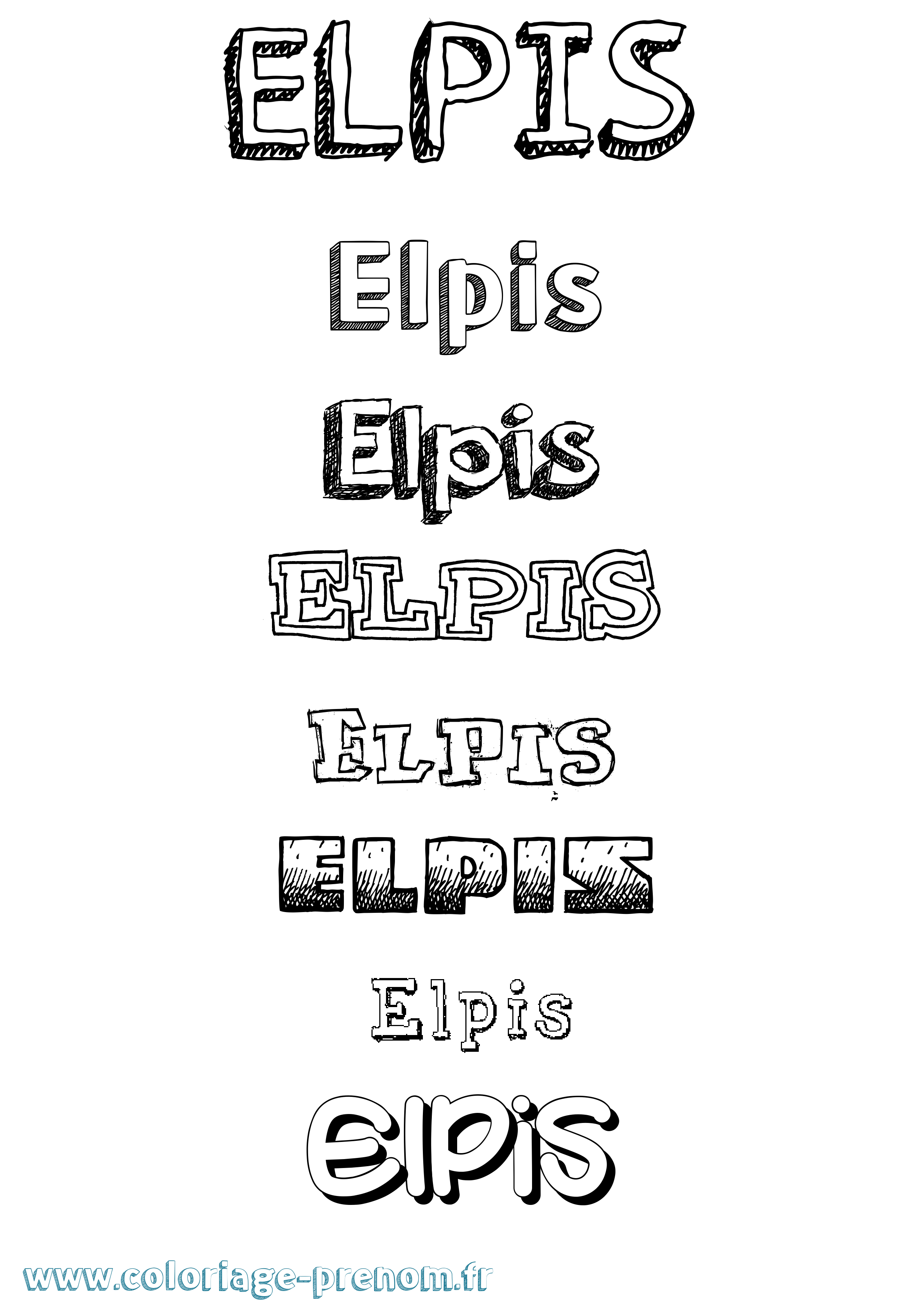 Coloriage Elpis Dessiné Coloriage prénom Elpis Dessiné