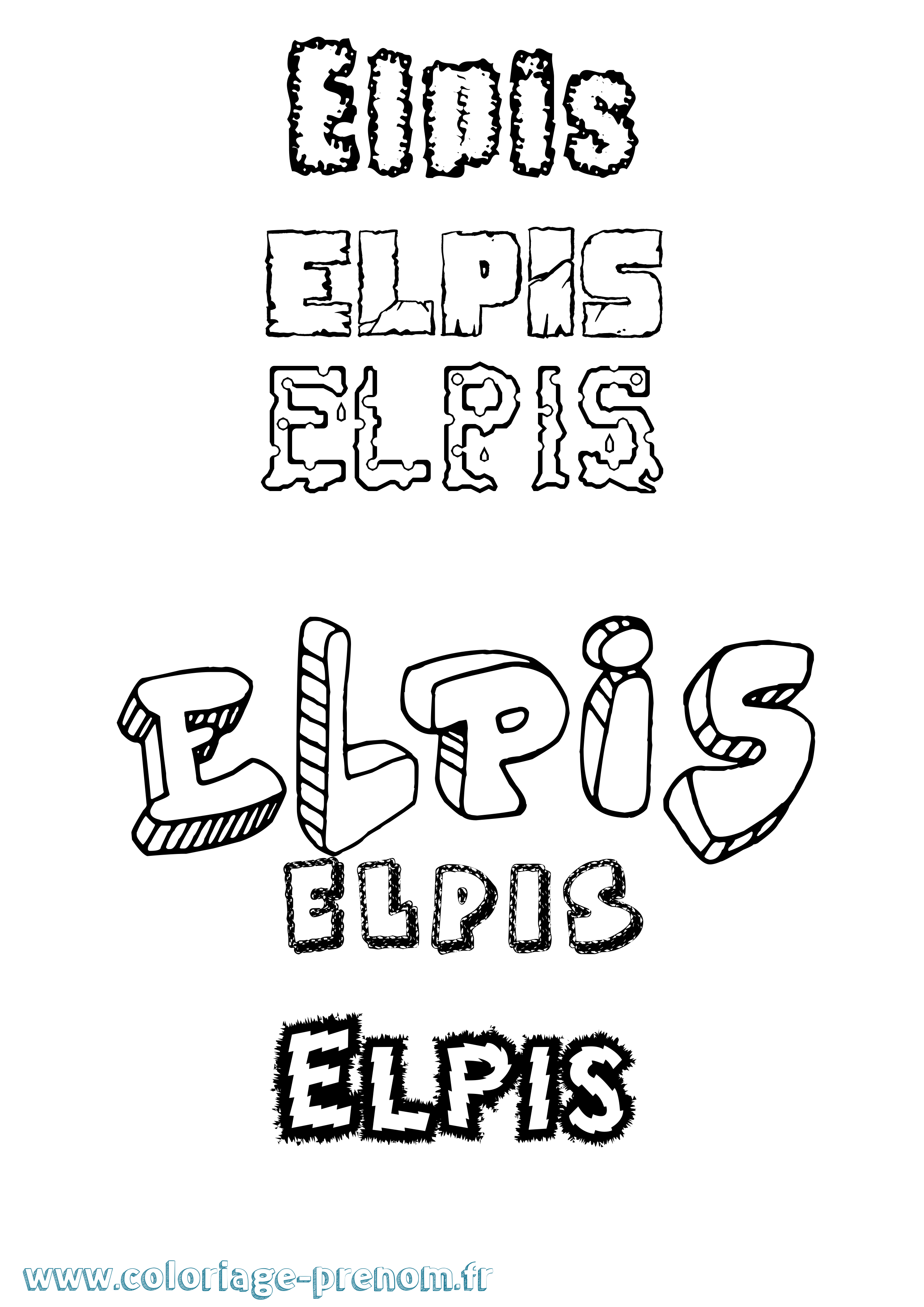 Coloriage Elpis Destructuré Coloriage prénom Elpis Destructuré