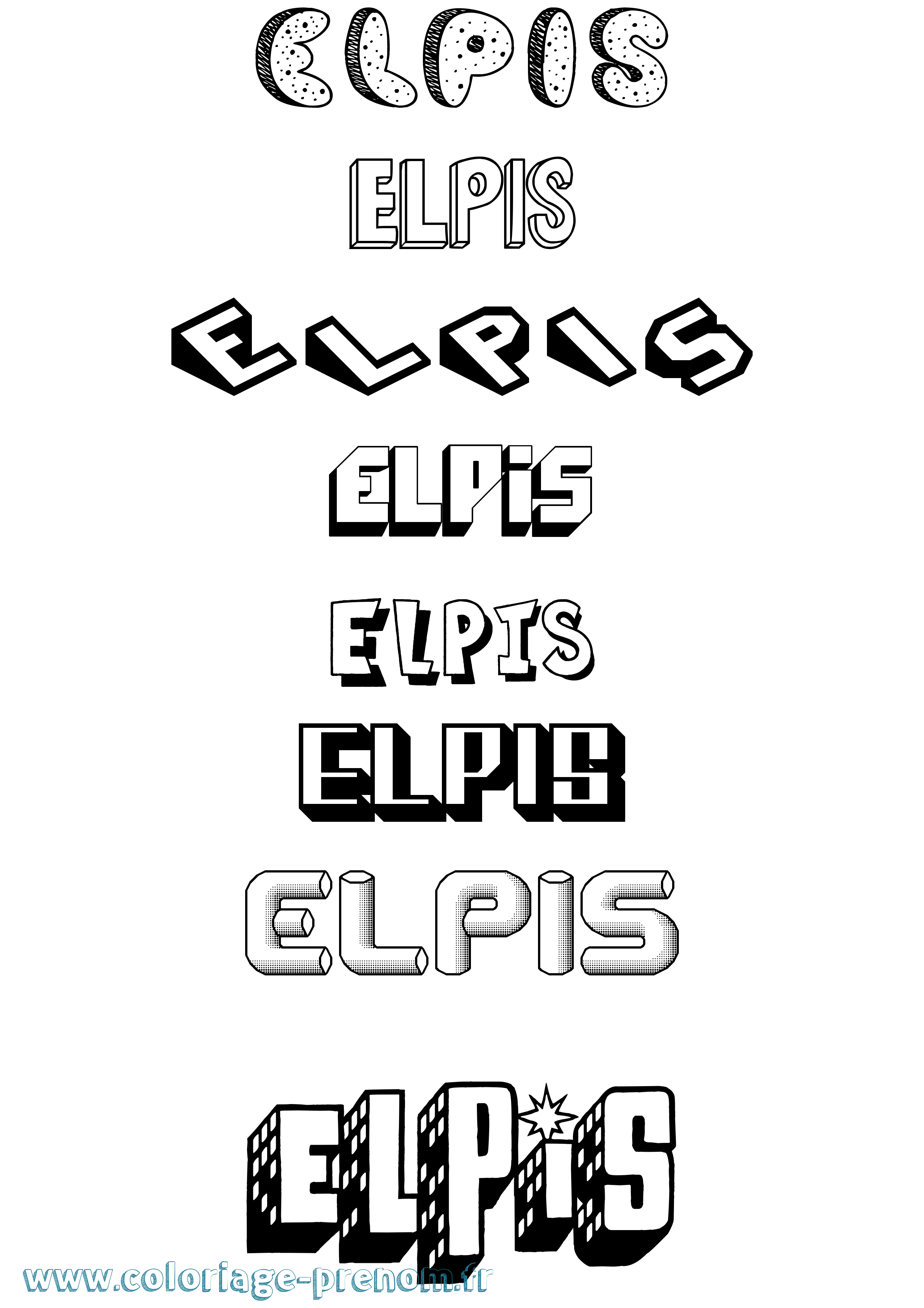 Coloriage Elpis Effet 3D Coloriage prénom Elpis Effet 3D