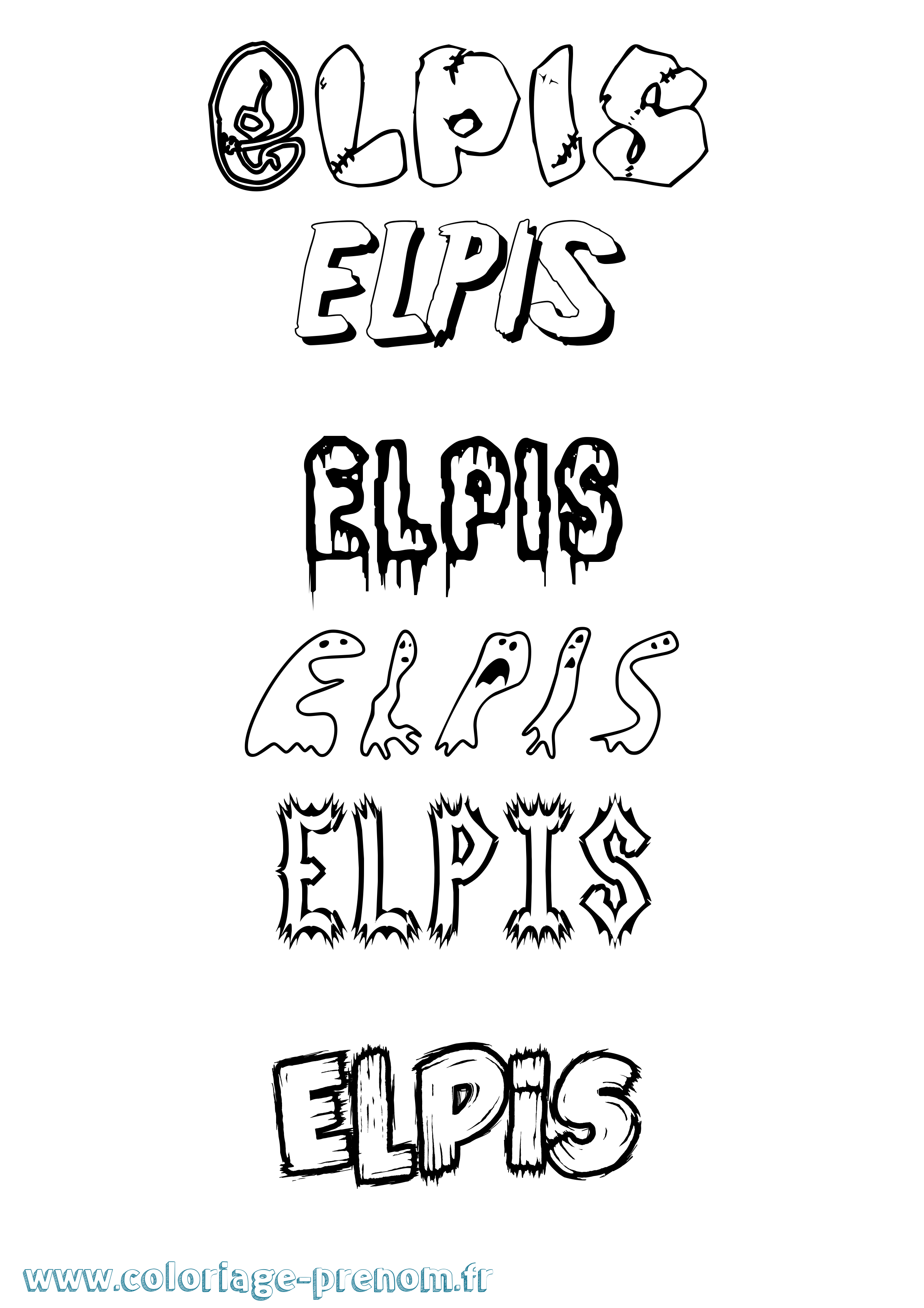 Coloriage Elpis Frisson Coloriage prénom Elpis Frisson