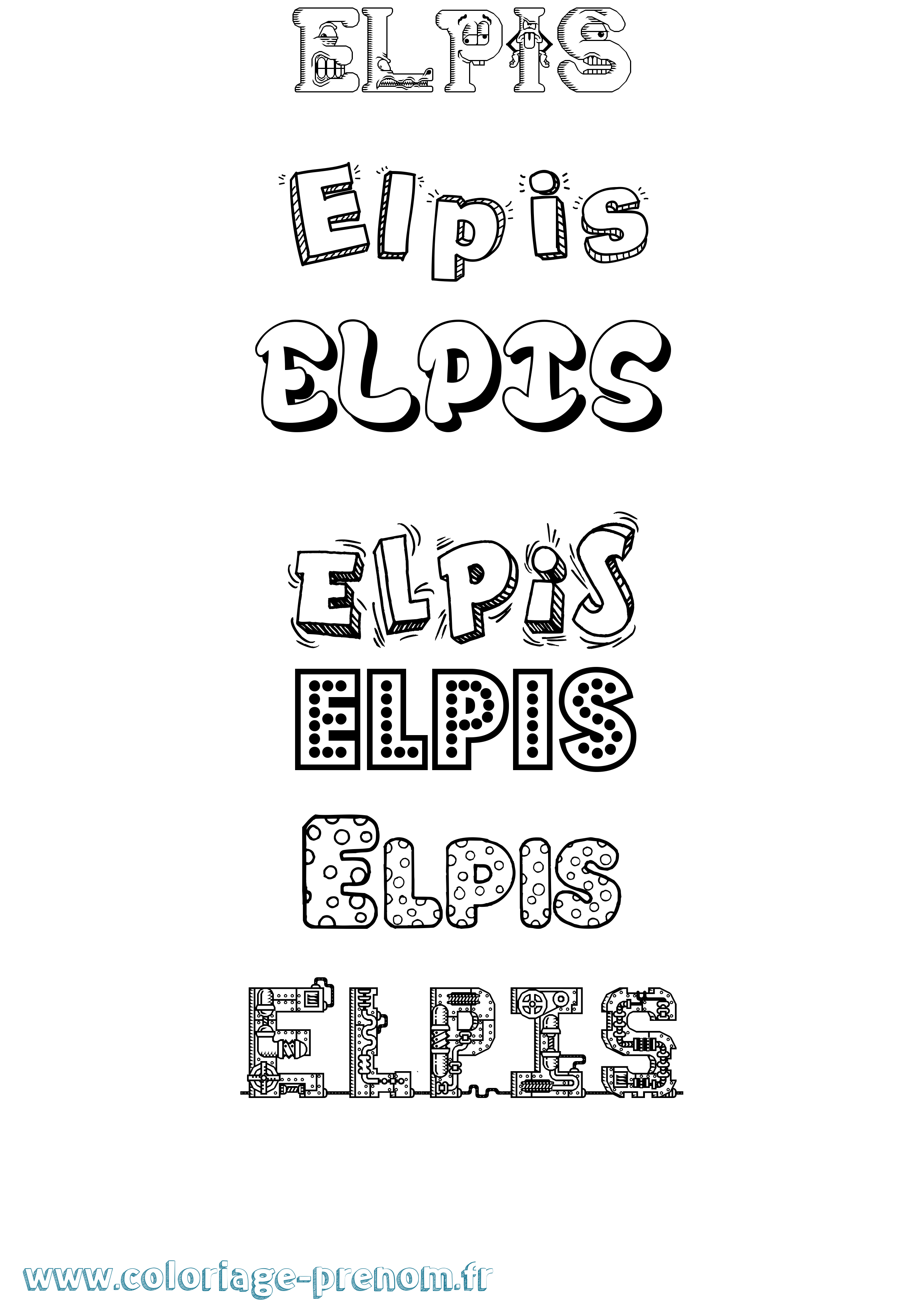 Coloriage Elpis Fun Coloriage prénom Elpis Fun