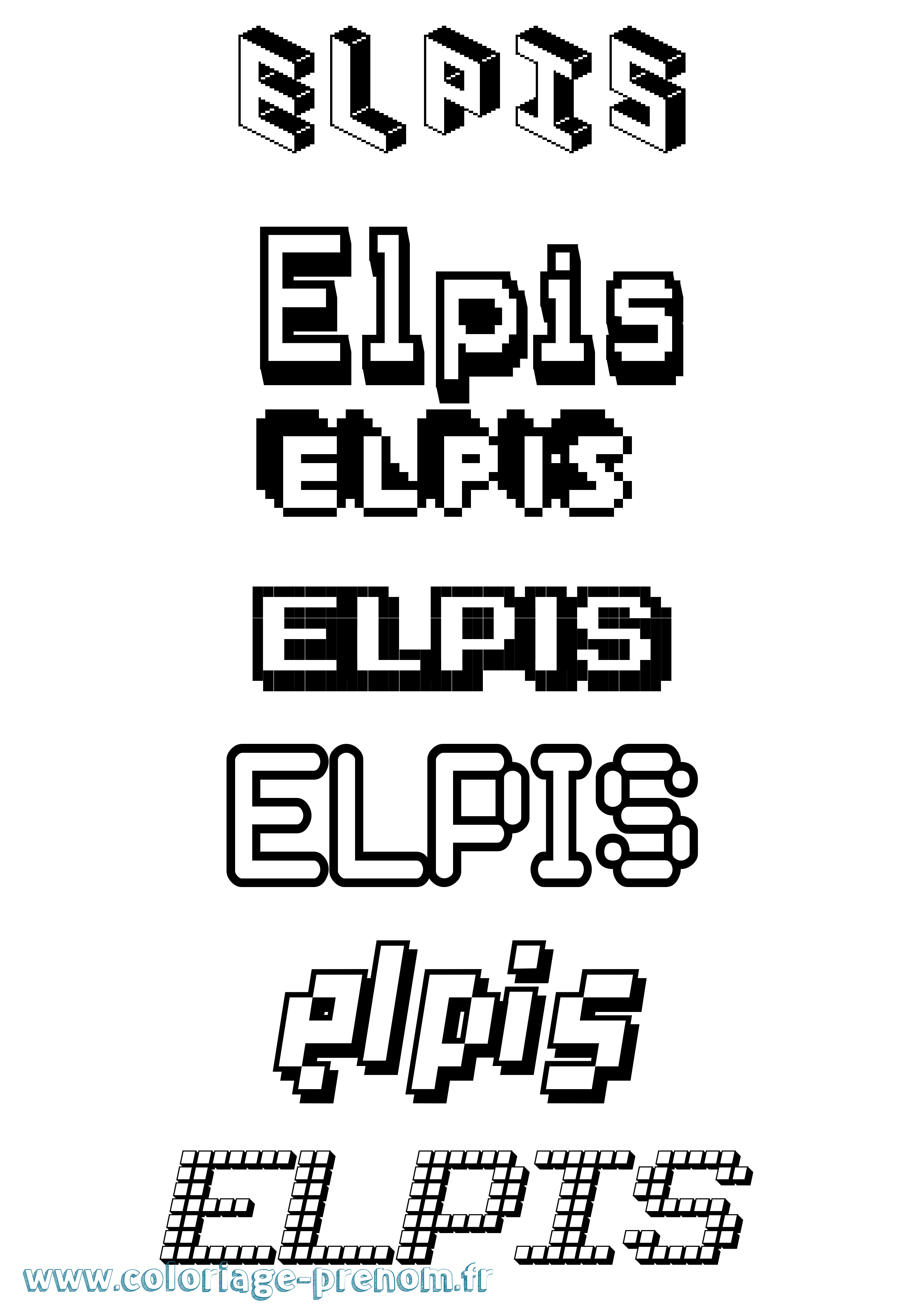 Coloriage Elpis Pixel Coloriage prénom Elpis Pixel