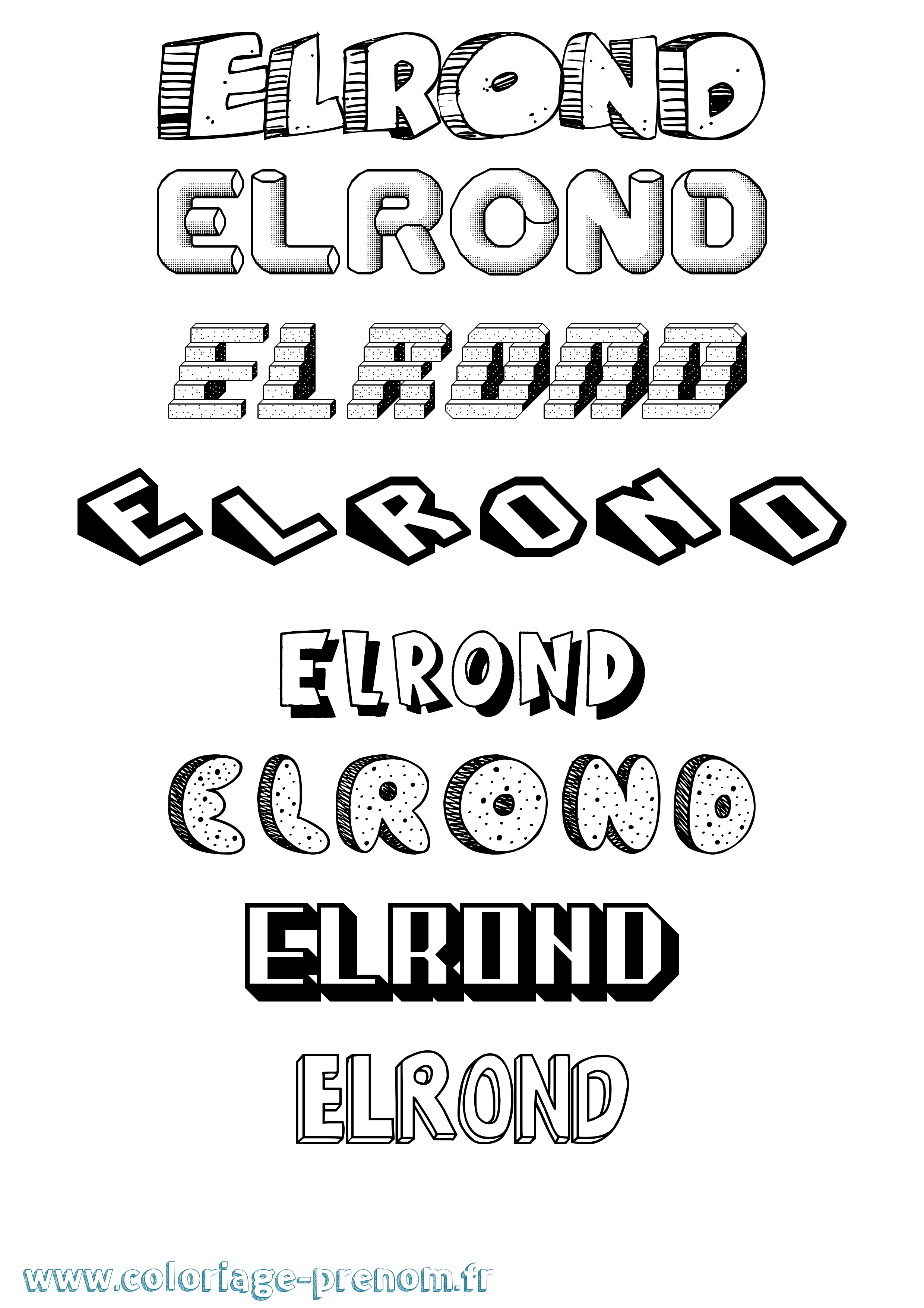 Coloriage Elrond Effet 3D Coloriage prénom Elrond Effet 3D