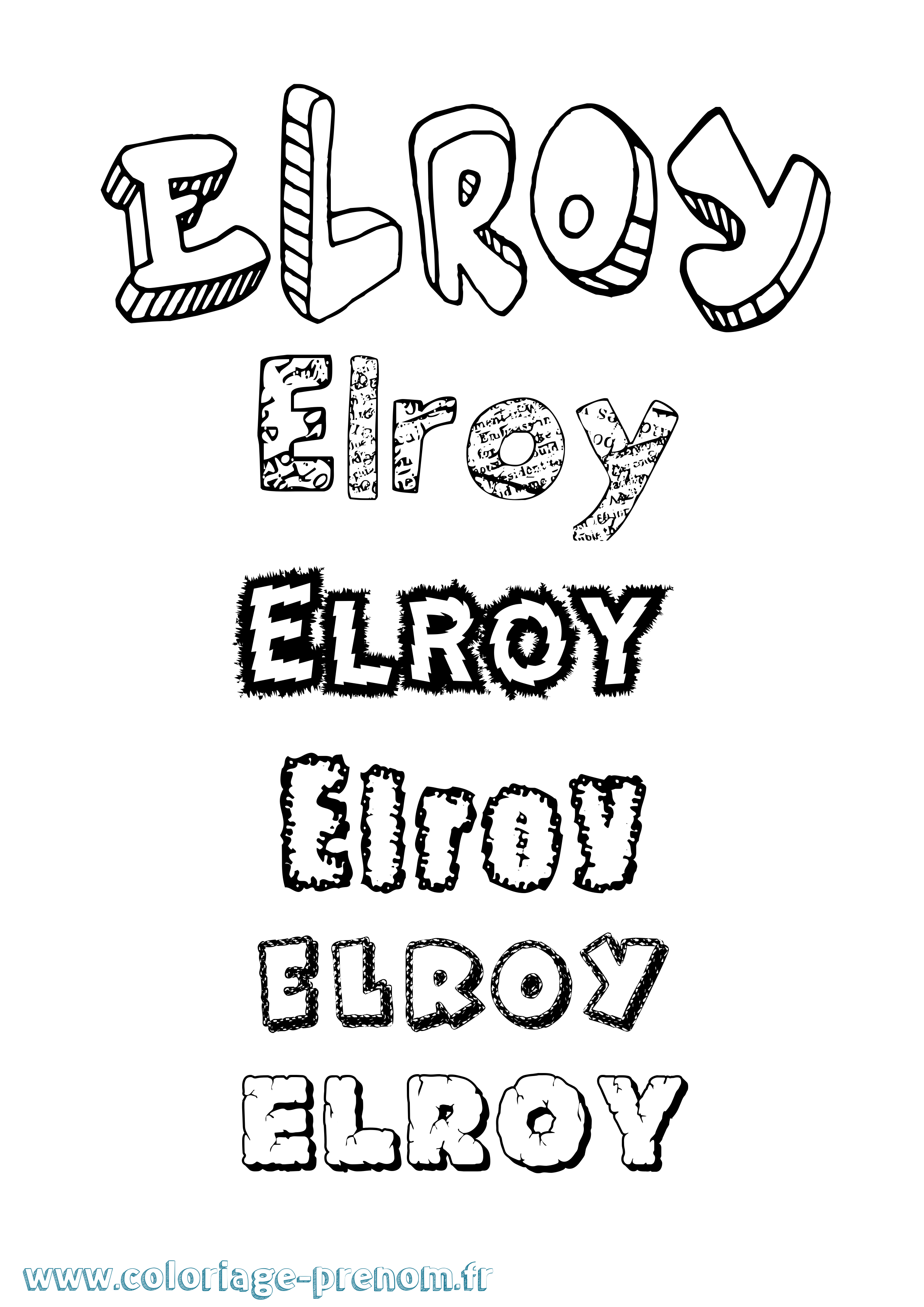 Coloriage Elroy Destructuré Coloriage prénom Elroy Destructuré