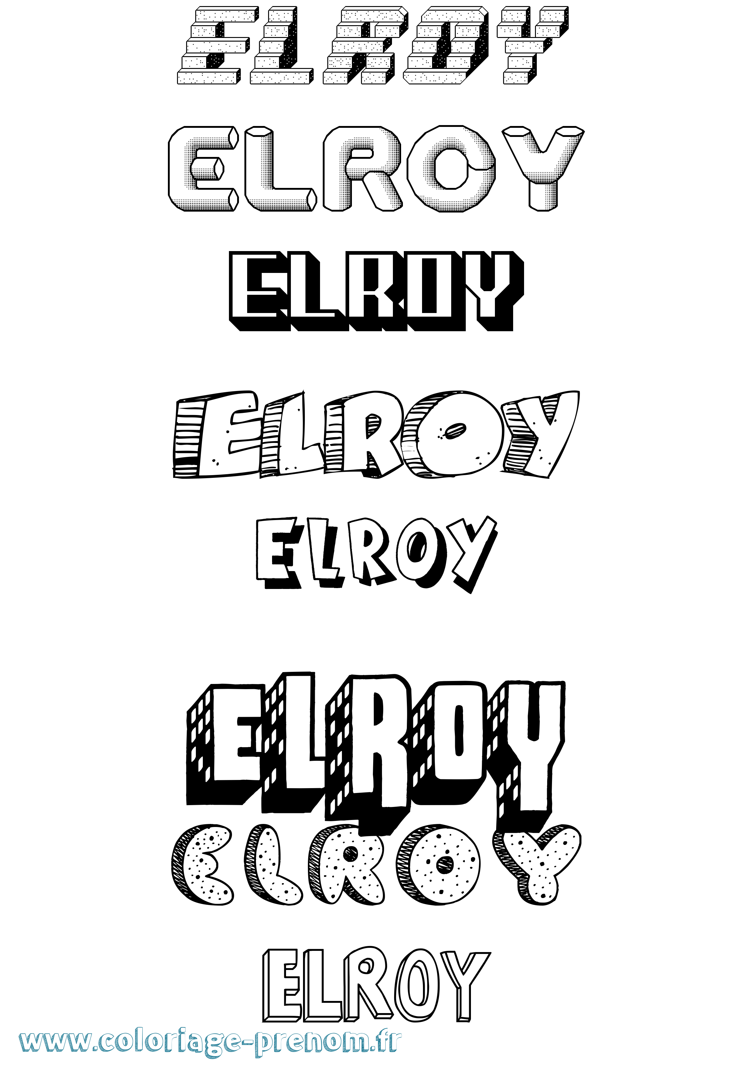Coloriage Elroy Effet 3D Coloriage prénom Elroy Effet 3D
