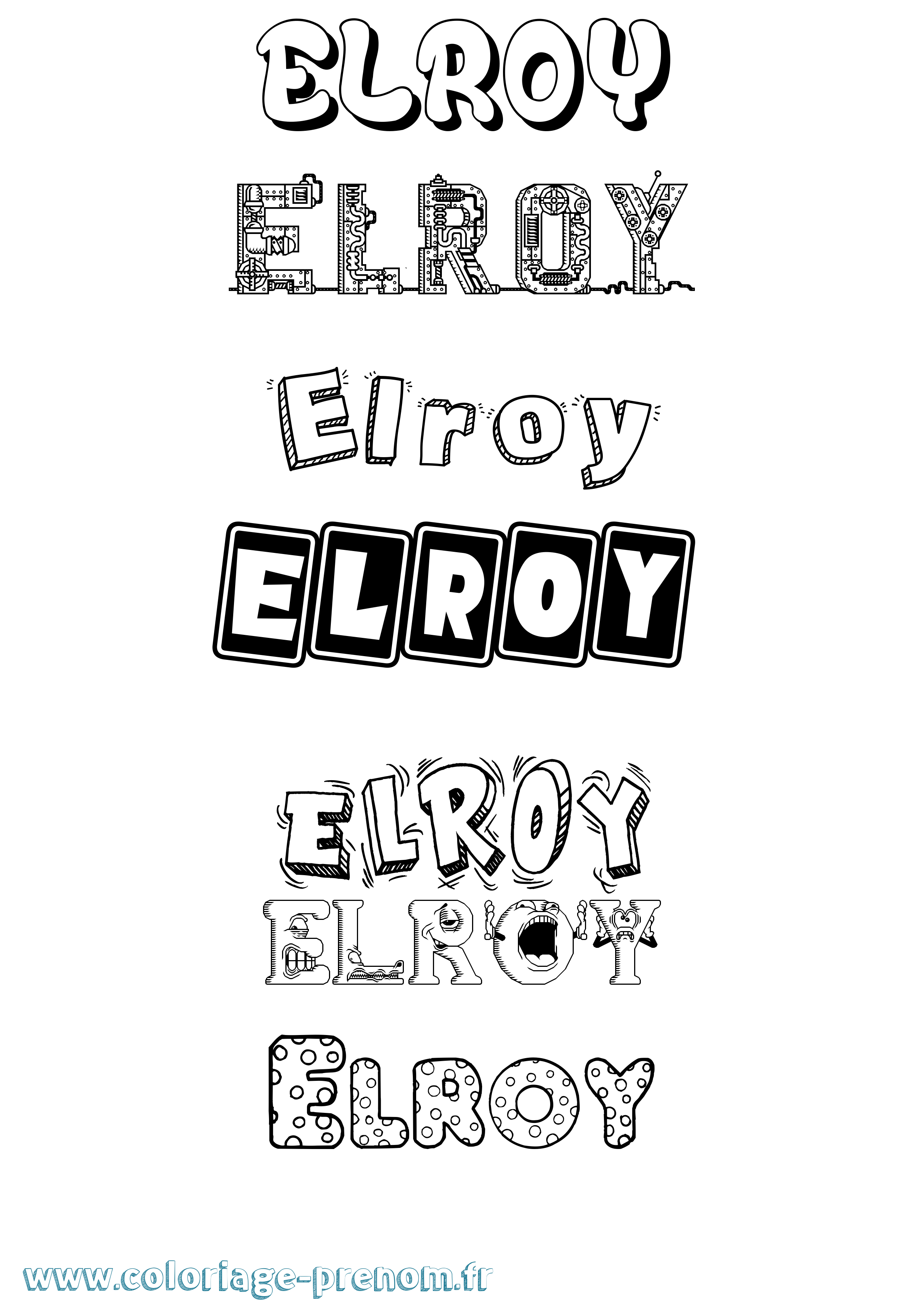 Coloriage Elroy Fun Coloriage prénom Elroy Fun