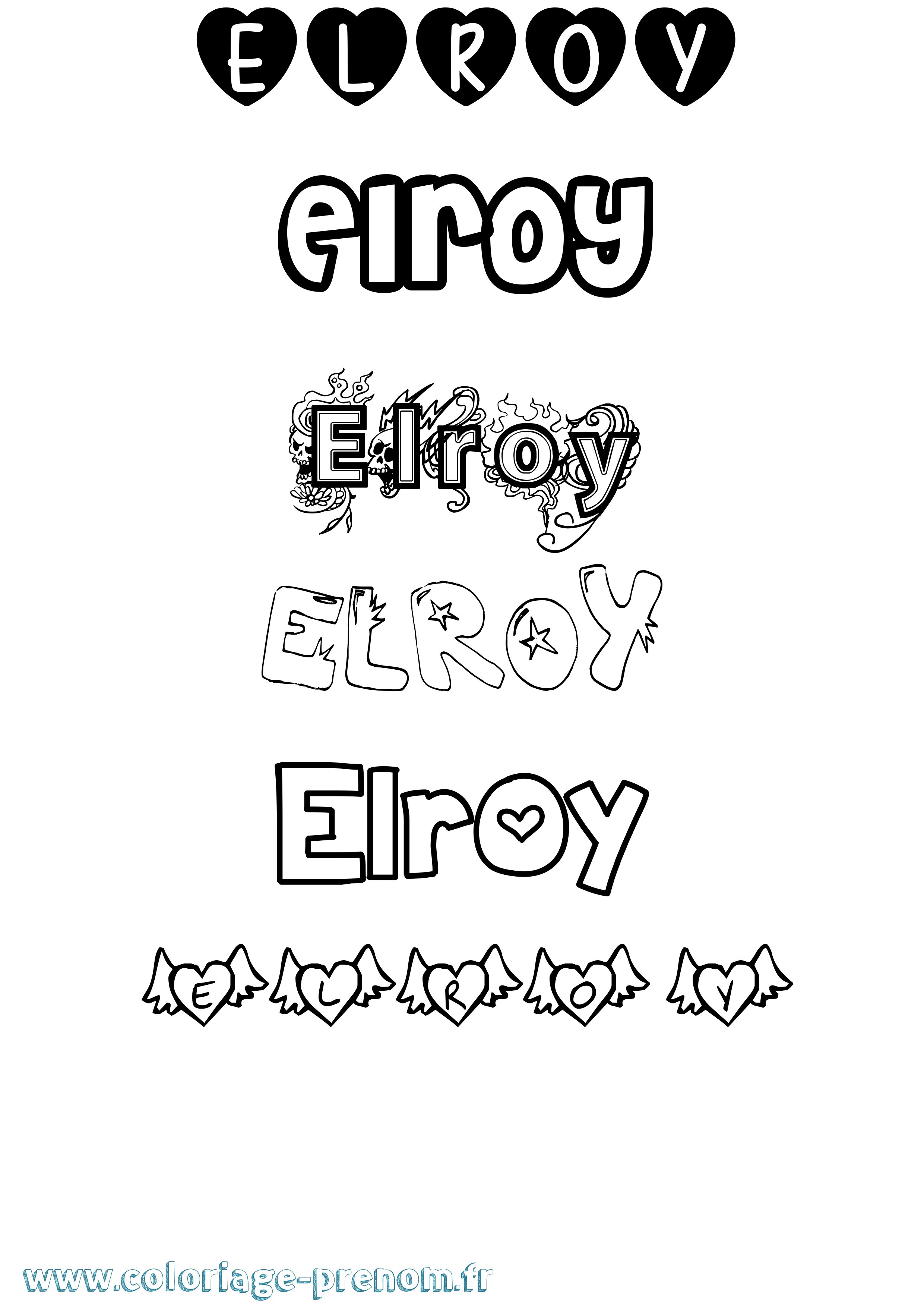 Coloriage Elroy Girly Coloriage prénom Elroy Girly