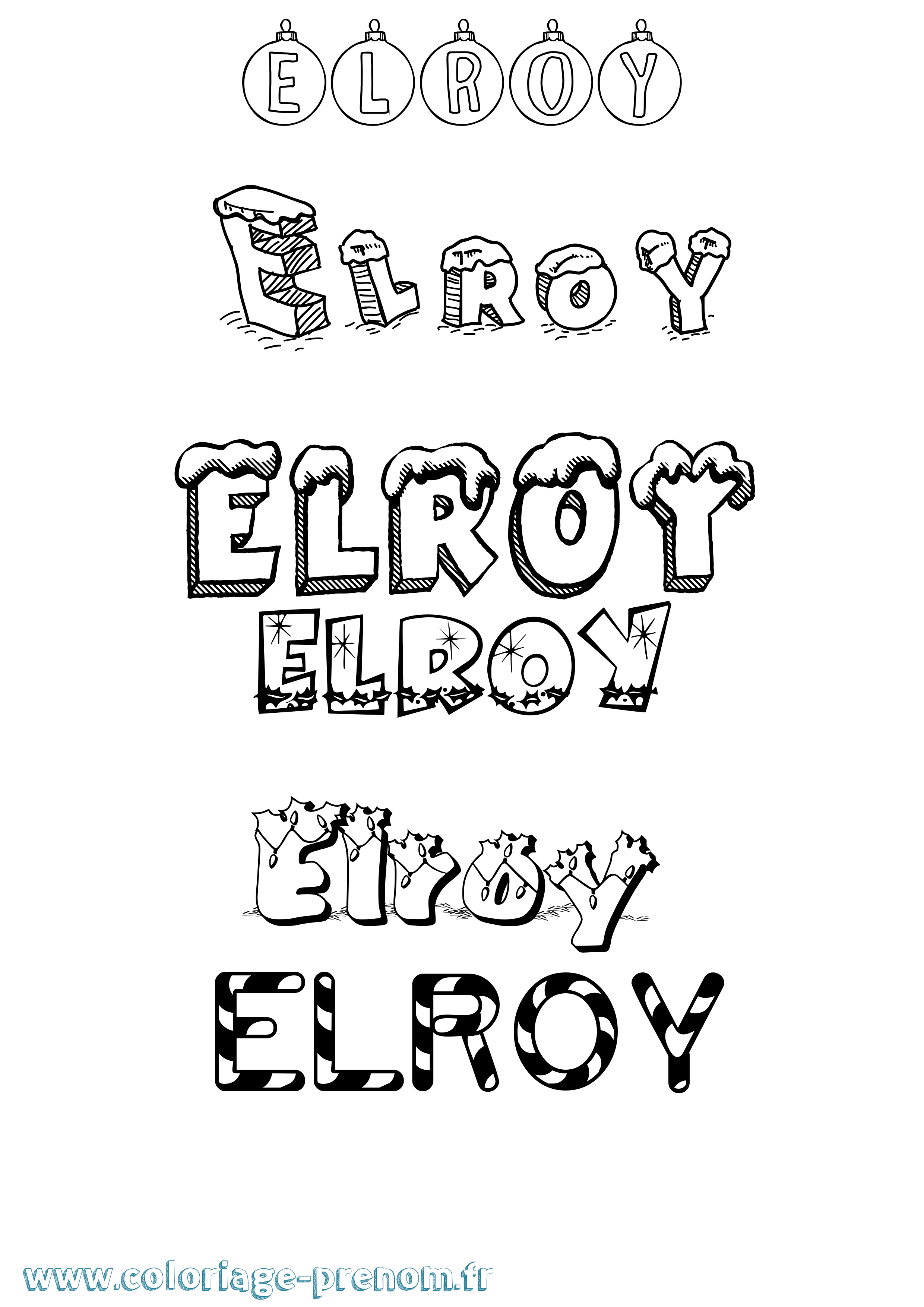 Coloriage Elroy Noël Coloriage prénom Elroy Noël