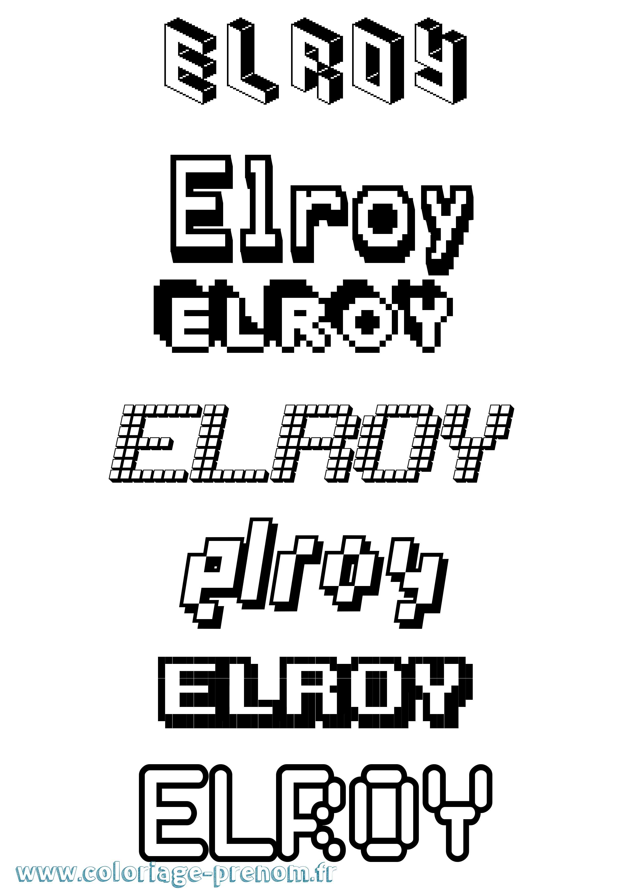 Coloriage Elroy Pixel Coloriage prénom Elroy Pixel
