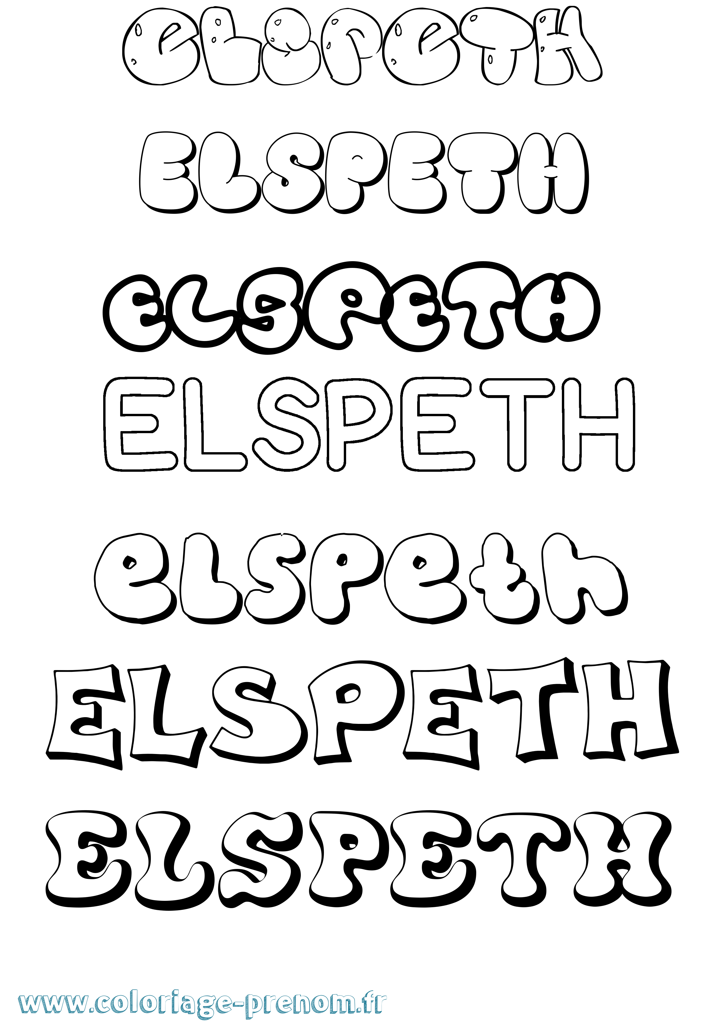 Coloriage Elspeth Bubble Coloriage prénom Elspeth Bubble
