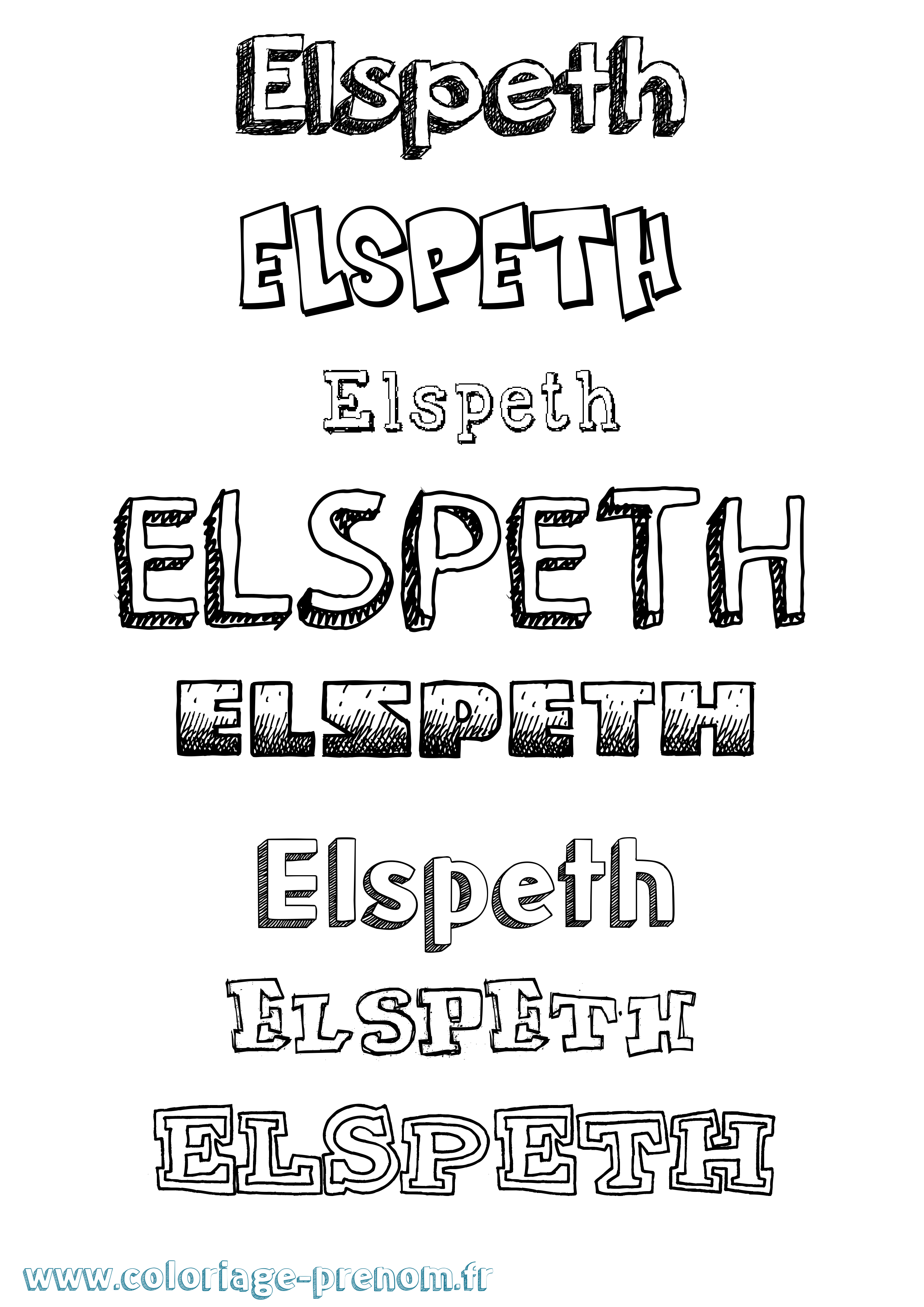 Coloriage Elspeth Dessiné Coloriage prénom Elspeth Dessiné